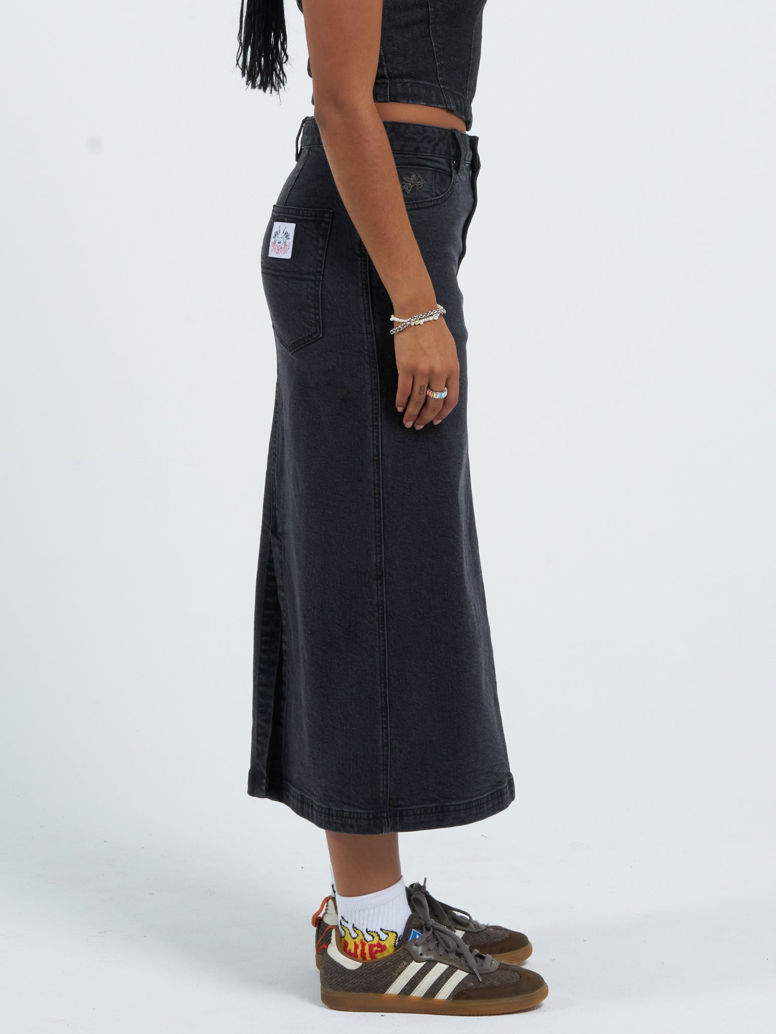 Mysteries Denim Maxi Skirt - Used Black