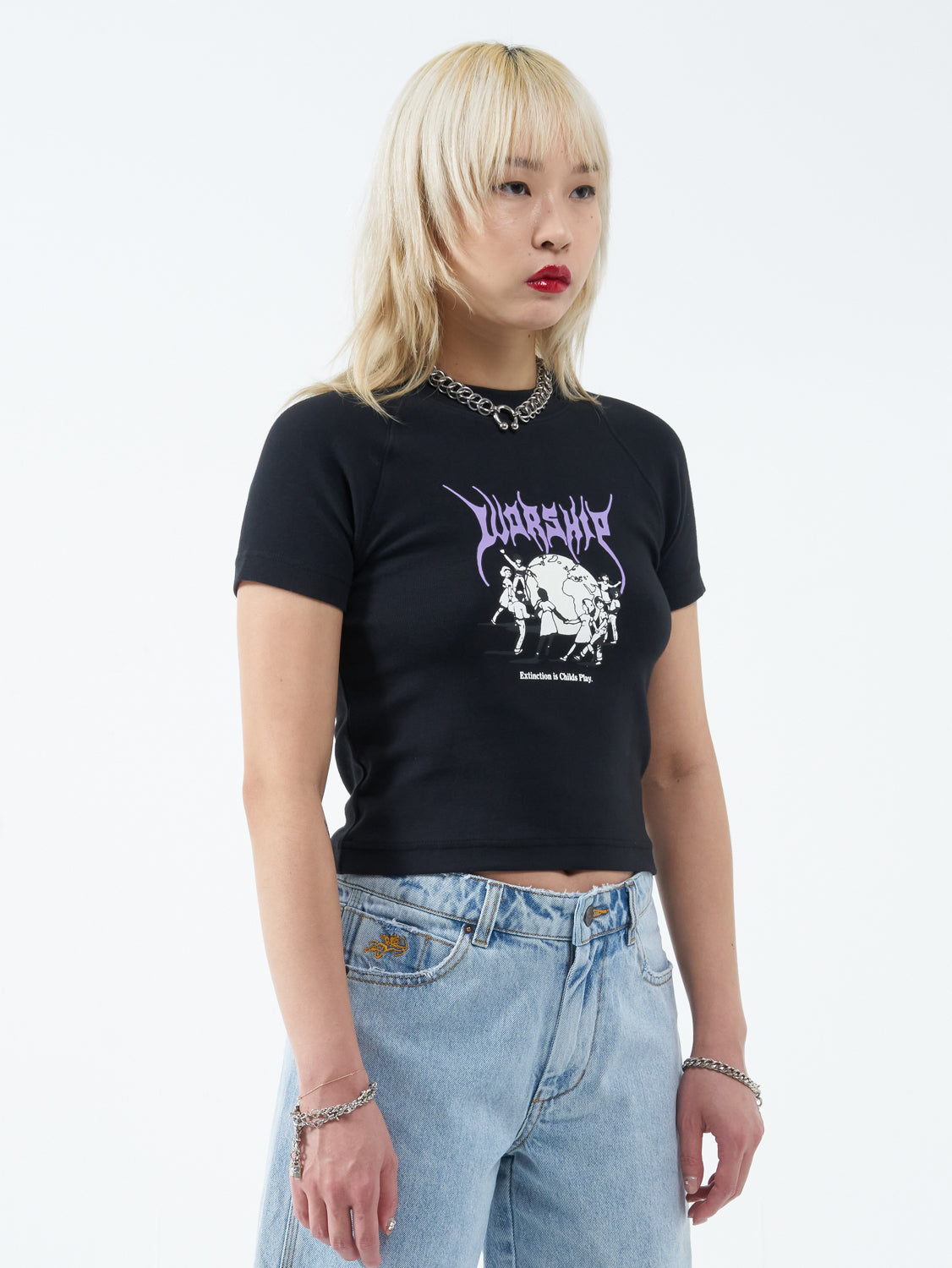 Childs Play Slim Raglan Tee - Washed Black