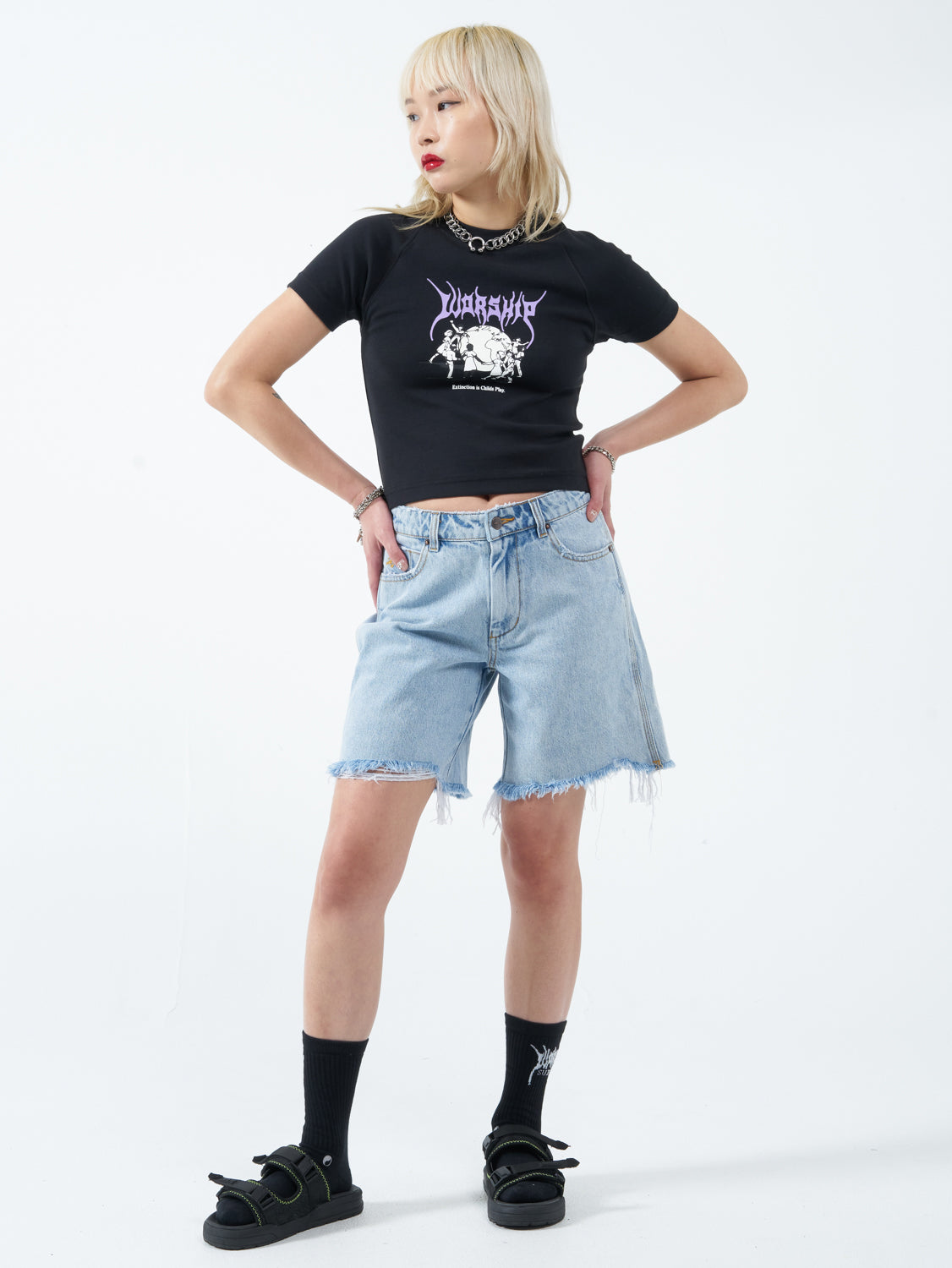 Childs Play Slim Raglan Tee - Washed Black