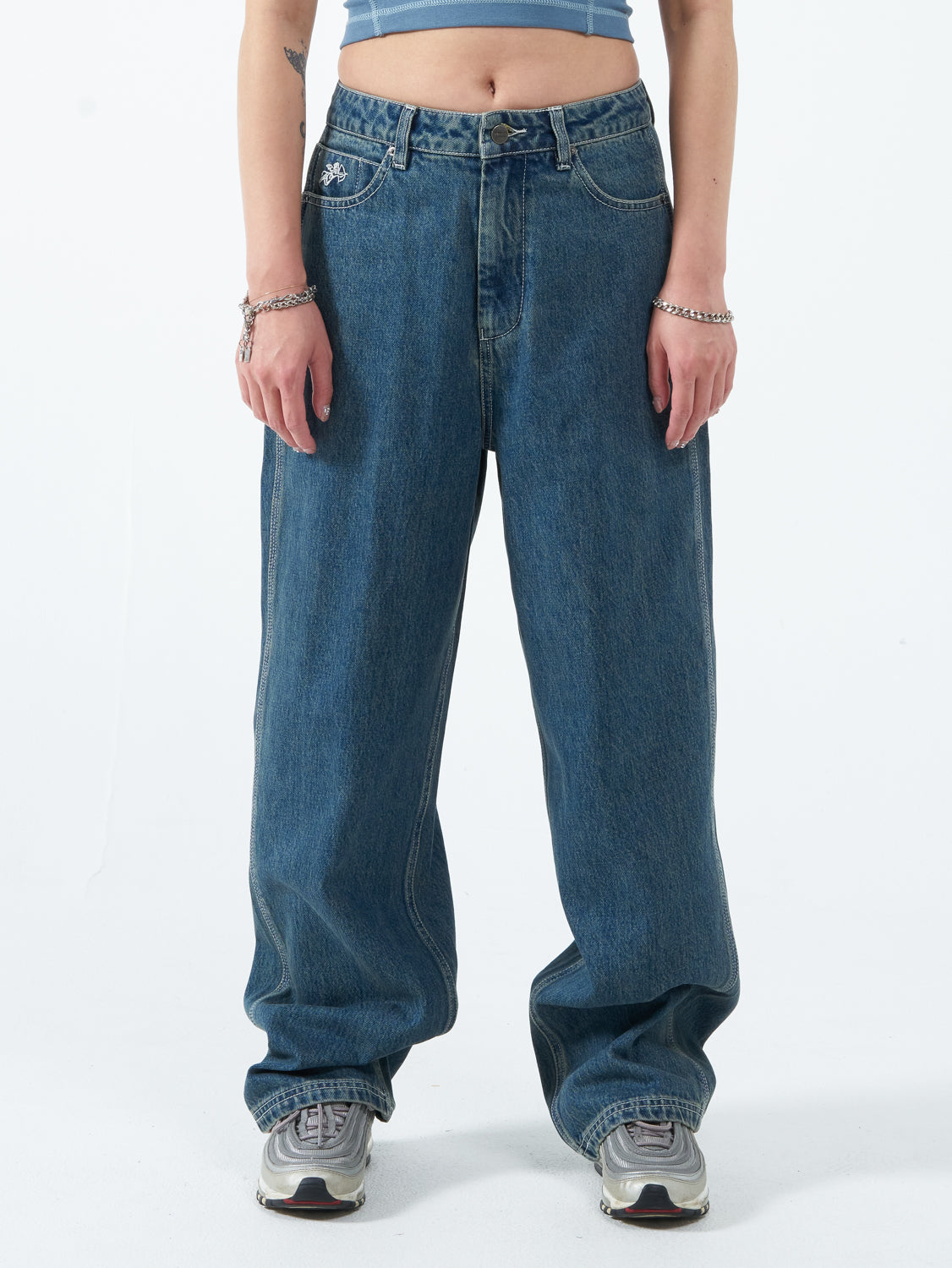 Chew On It Big Baggy Jean - Dirty Mid Blue | Worship Supplies