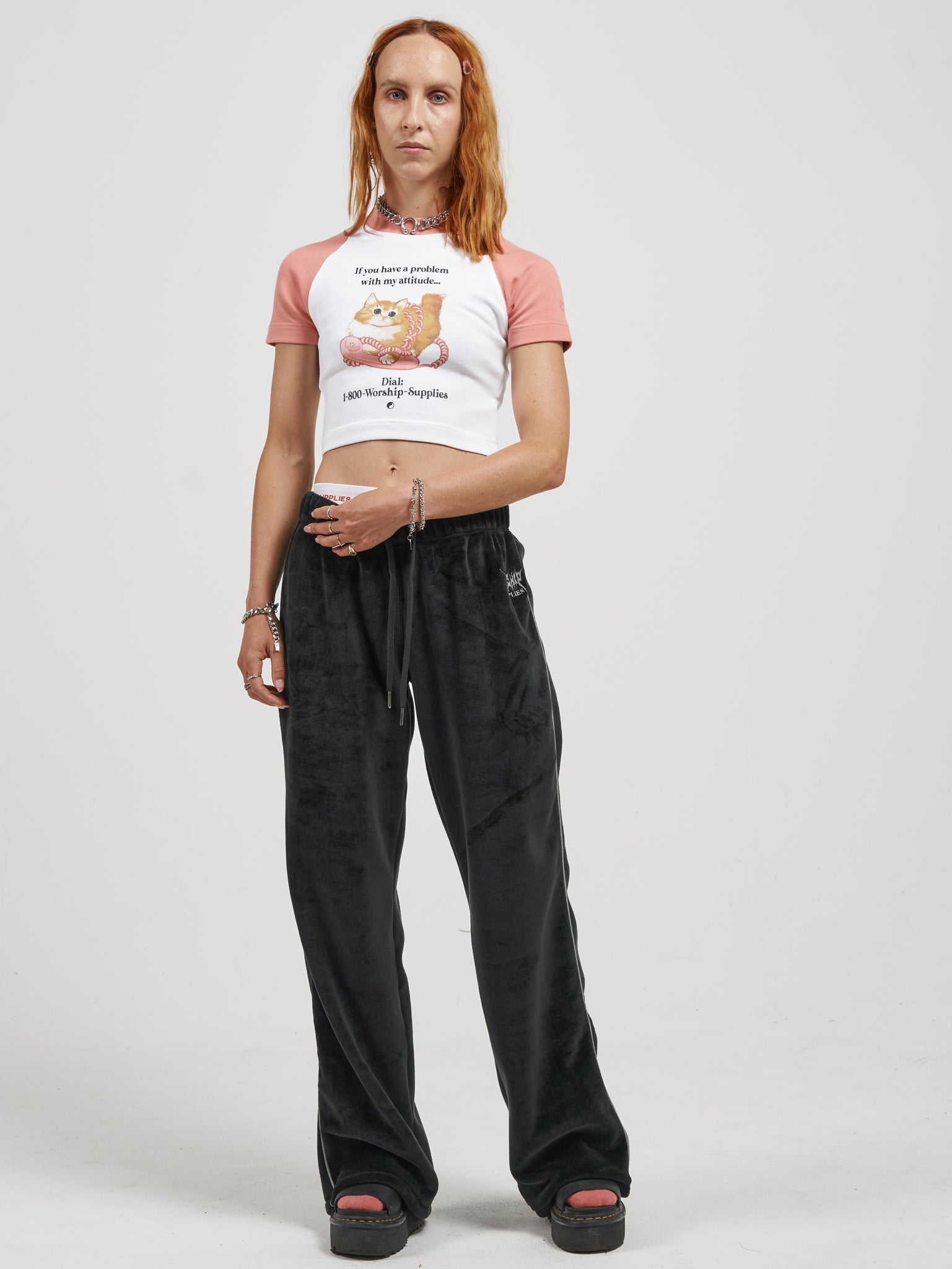 Kitty Kitty Raglan Micro Tee - Peach Blossom