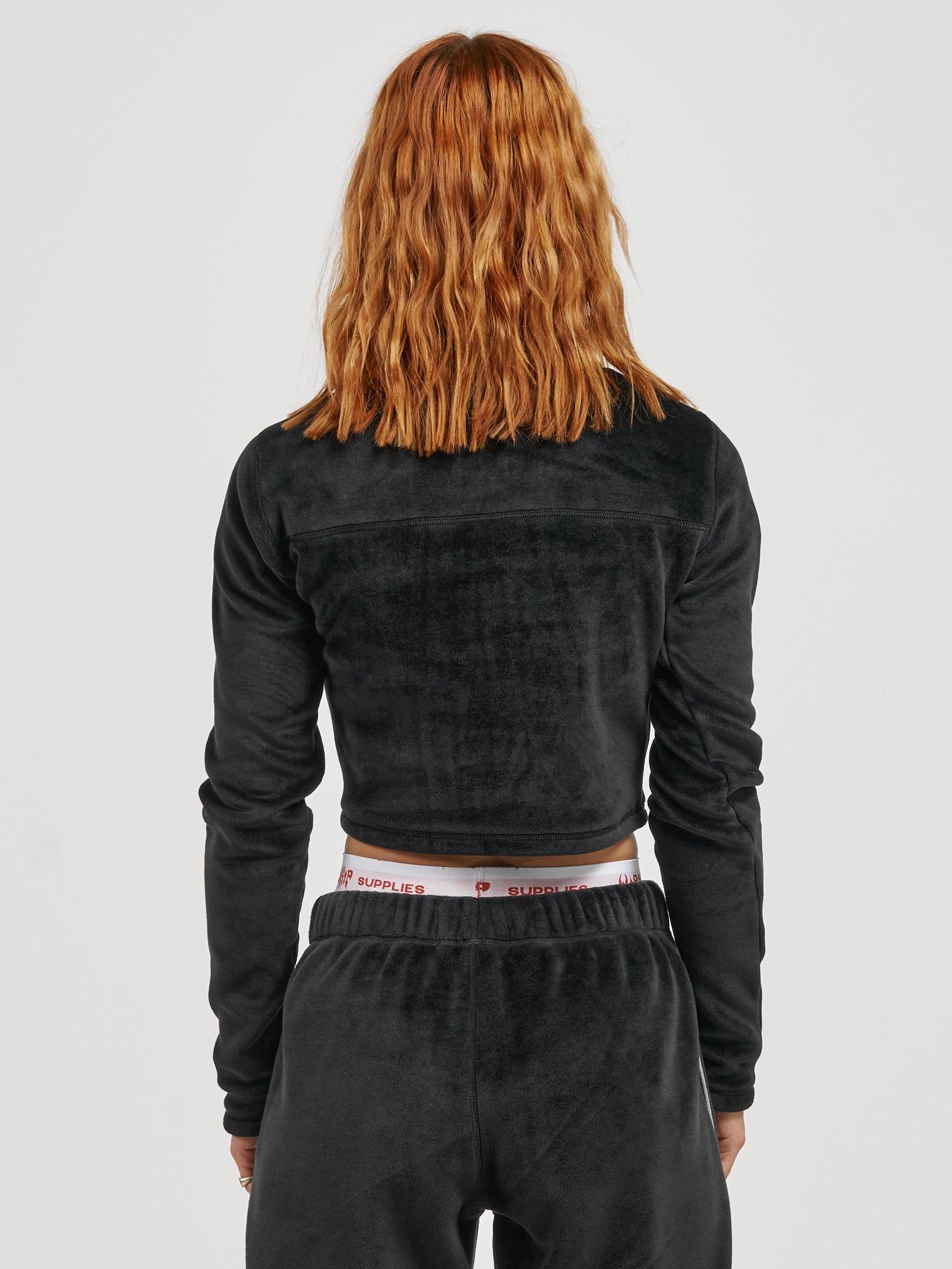 Kitty Kitty Velour 1-4 Zip Pullover - Black