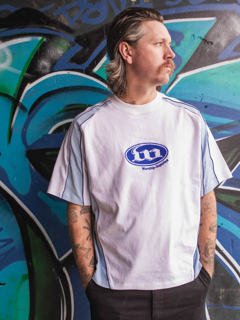 Morality Box Crop Panel Raglan Tee - White