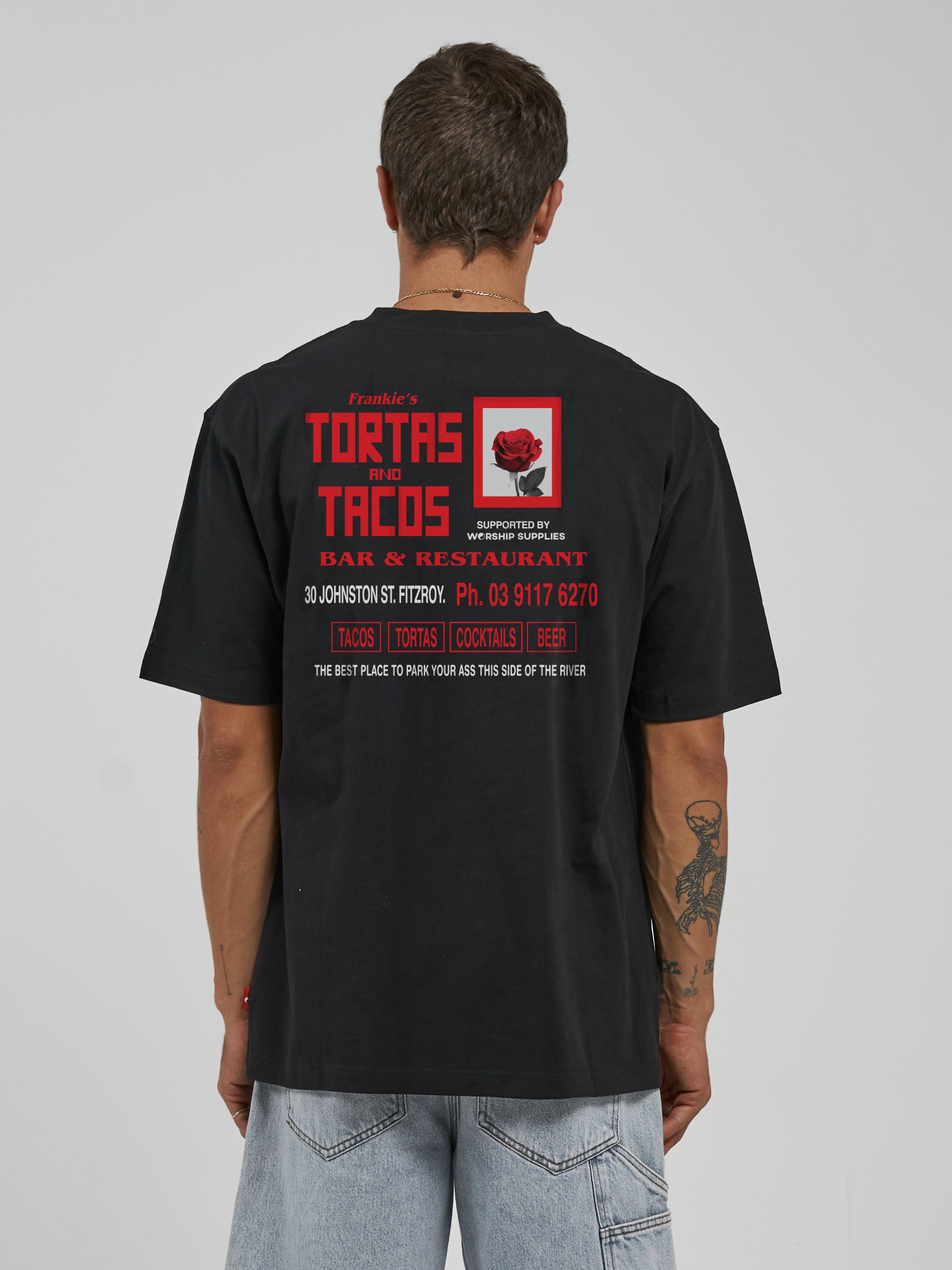 Worship Frankies Tortas And Tacos Tee – Black