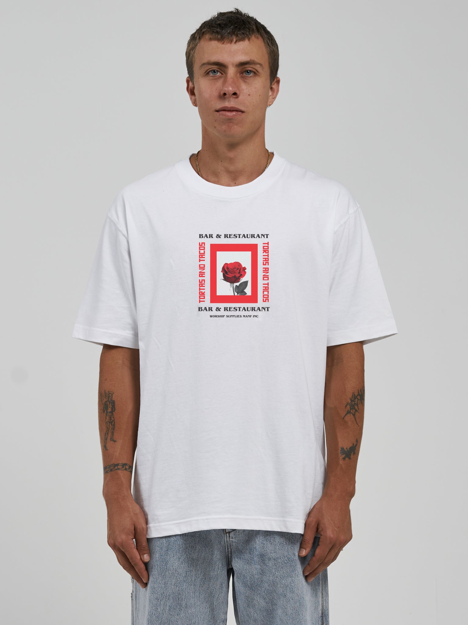 Worship Frankies Tortas And Tacos Tee – White