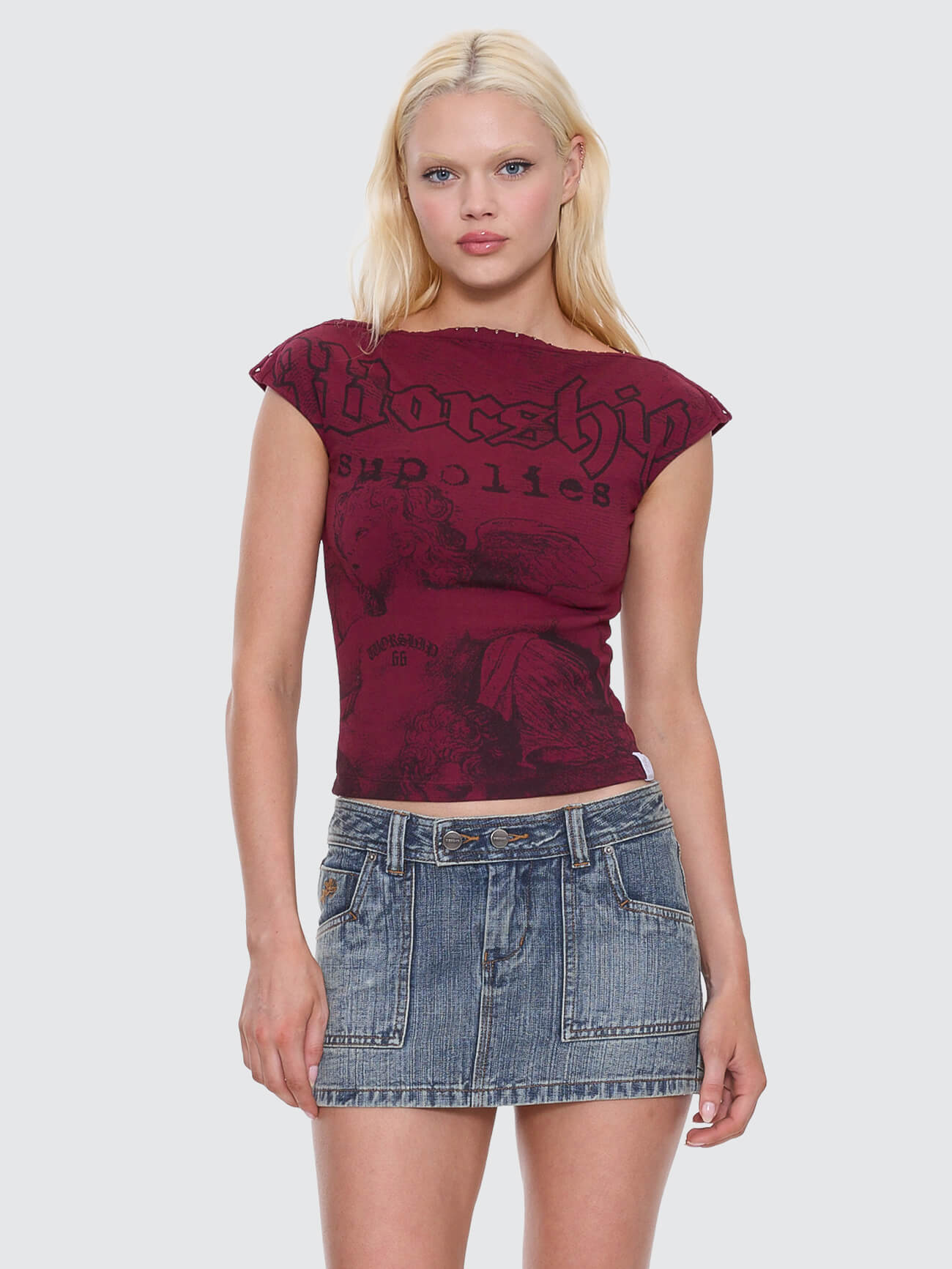Entwine Boat Neck Top - Deep Cherry