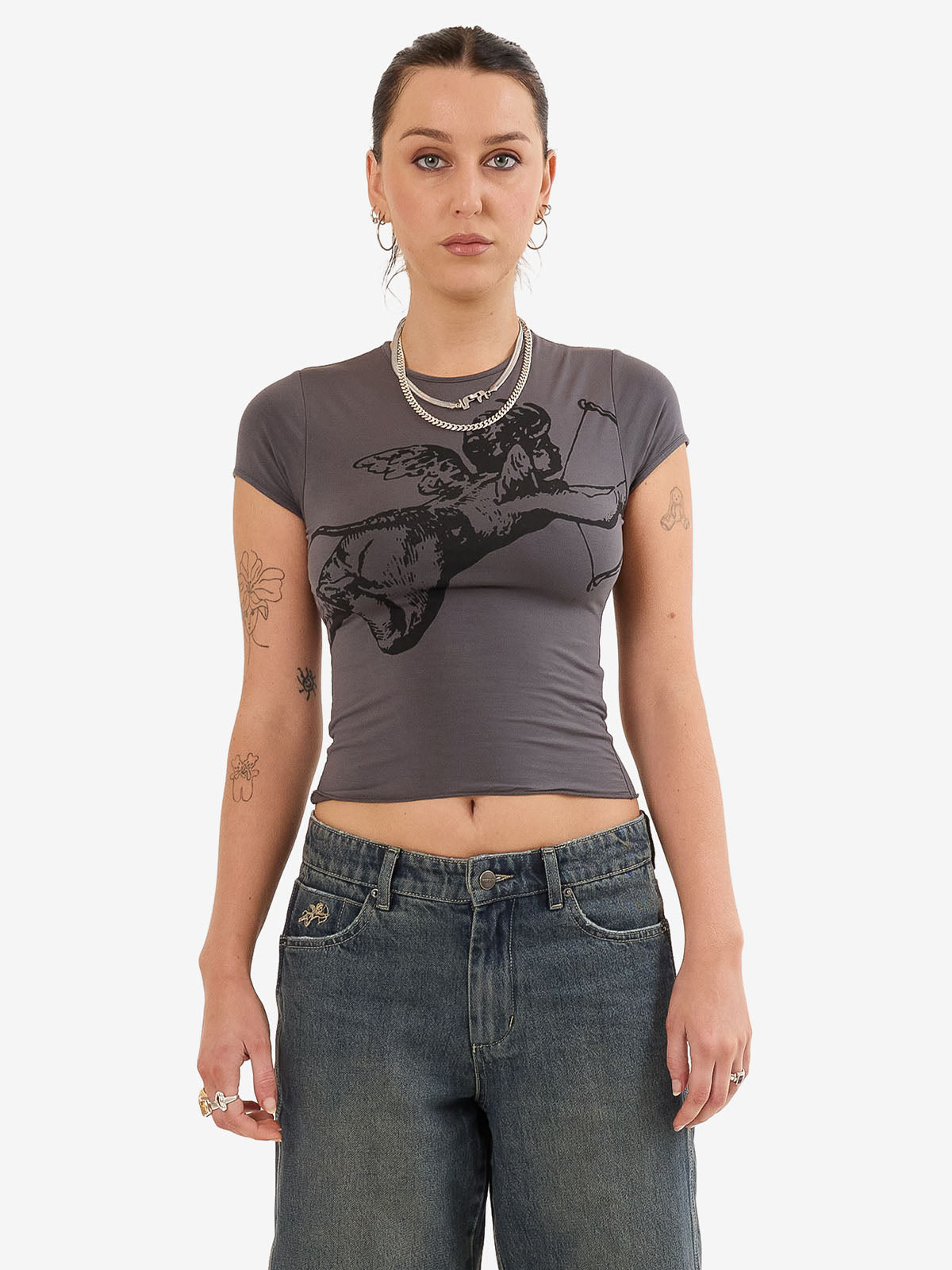 Cherub Cap Sleeve Top - Worn Black