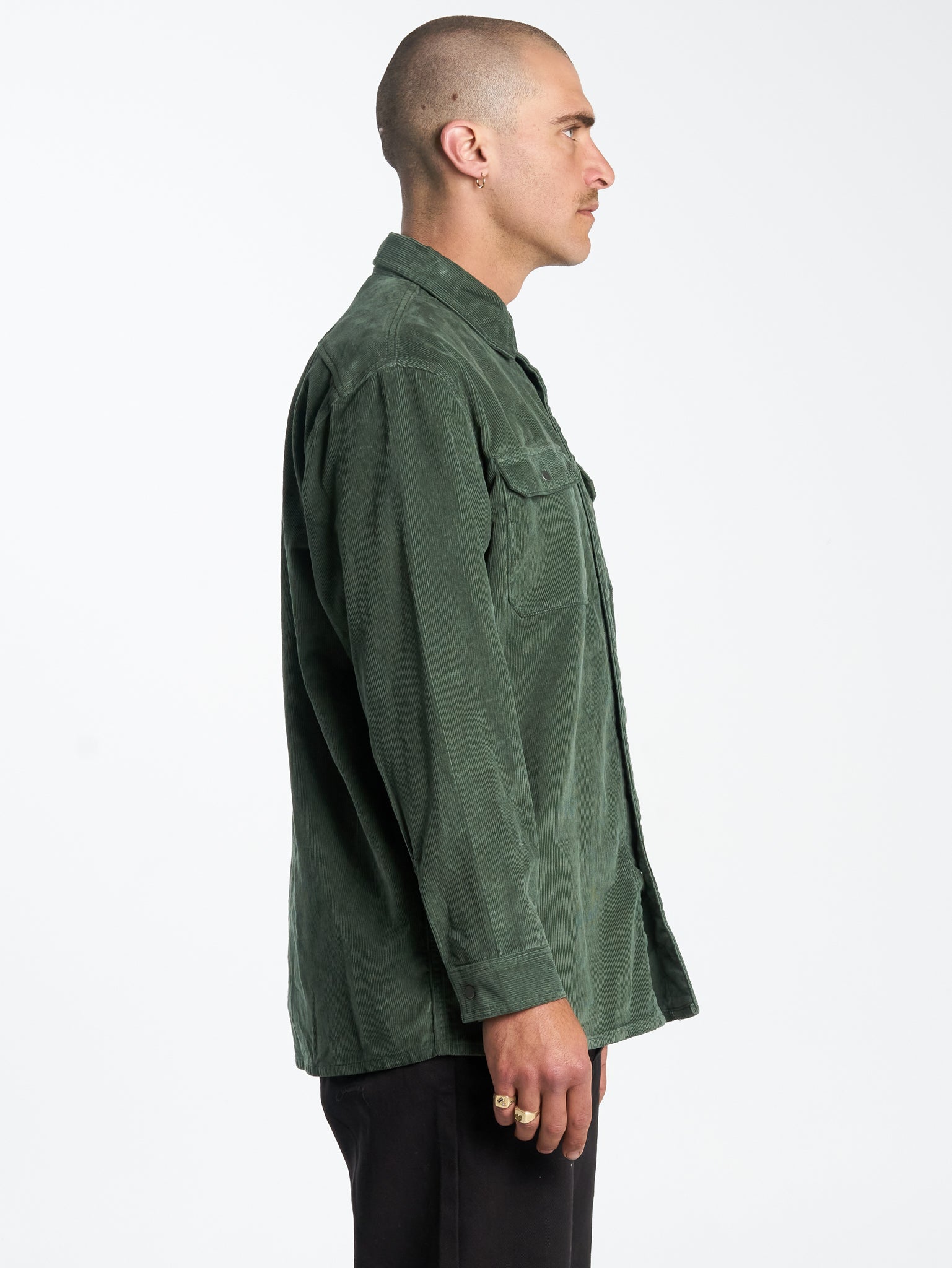 Sawn Off Long Sleeve Work Shirt - Pine Needle