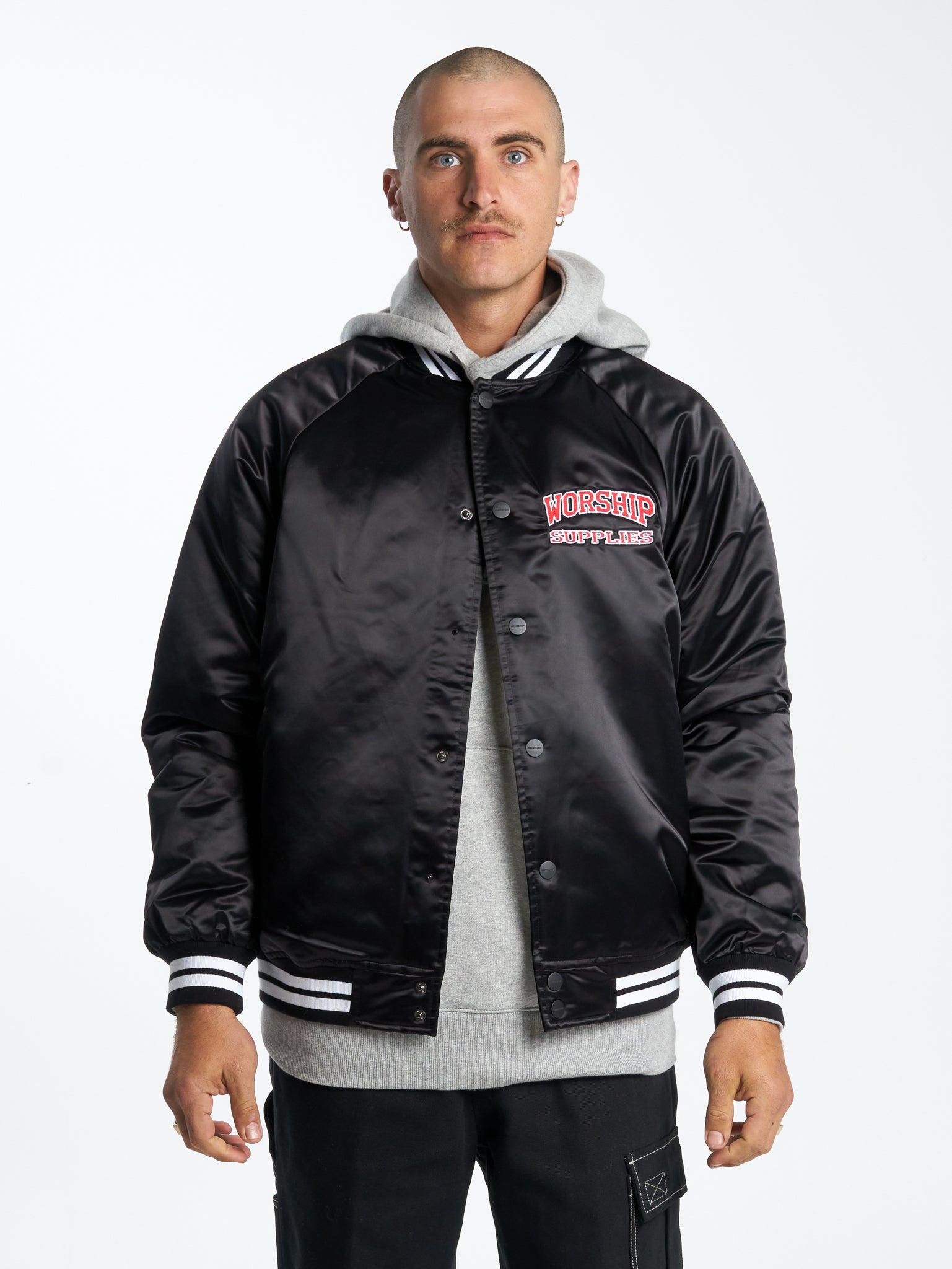 Get Off Nylon Varsity Jacket - Black