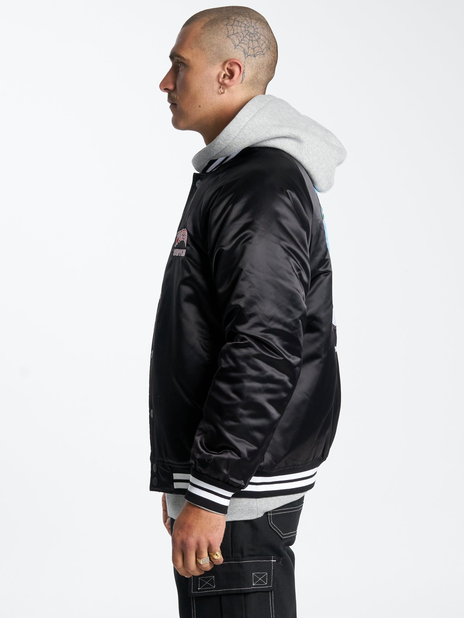 Get Off Nylon Varsity Jacket - Black