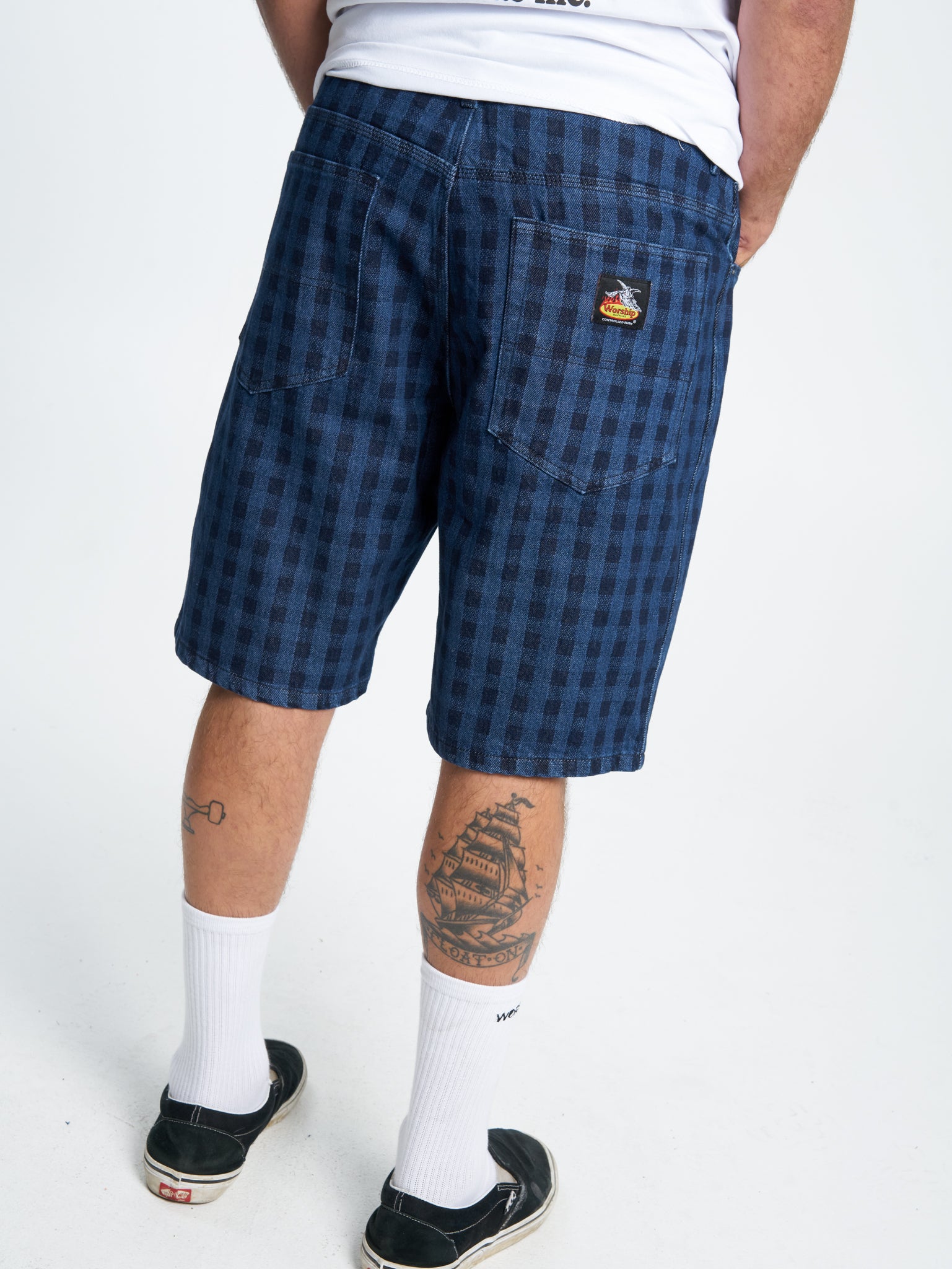 Controlled Burn Big Dawg Jean Short - Dark Indigo Check