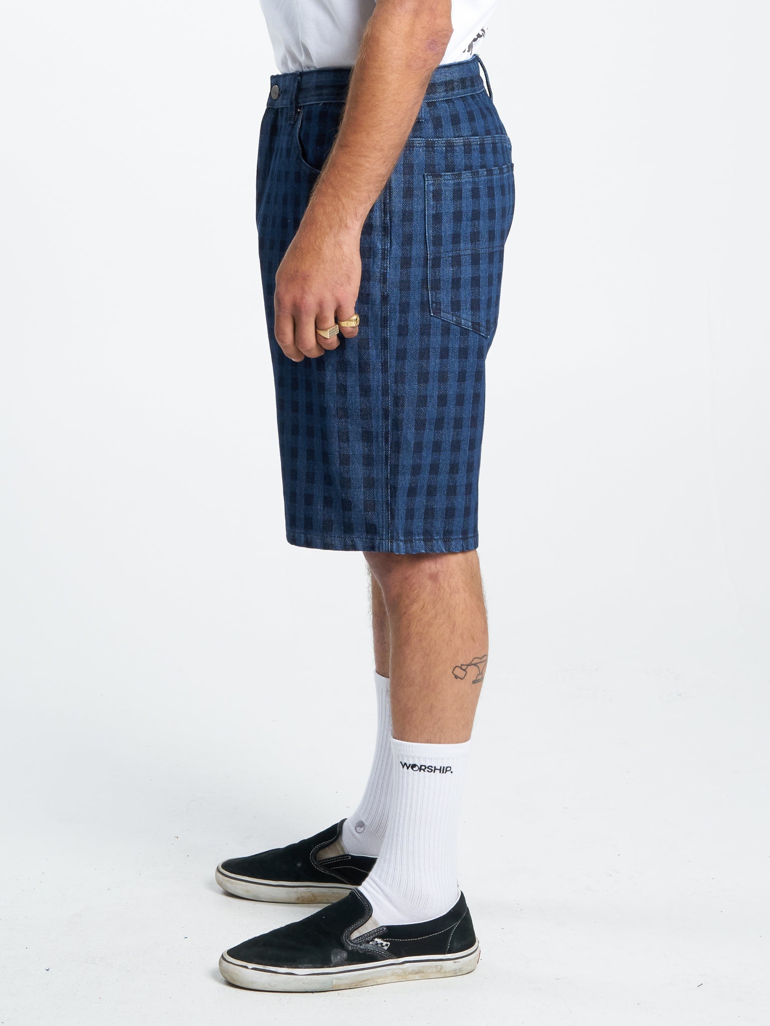 Controlled Burn Big Dawg Jean Short - Dark Indigo Check