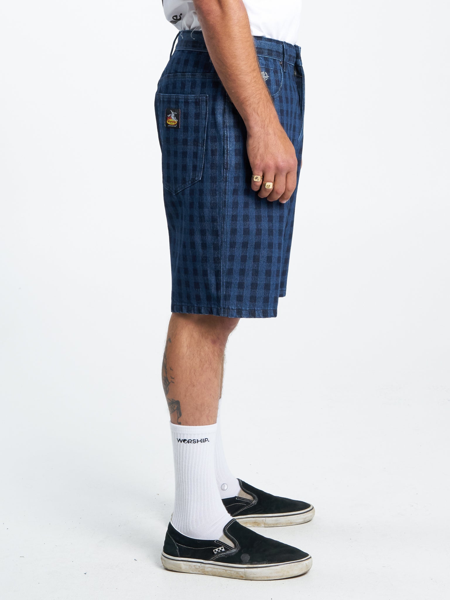 Controlled Burn Big Dawg Jean Short - Dark Indigo Check