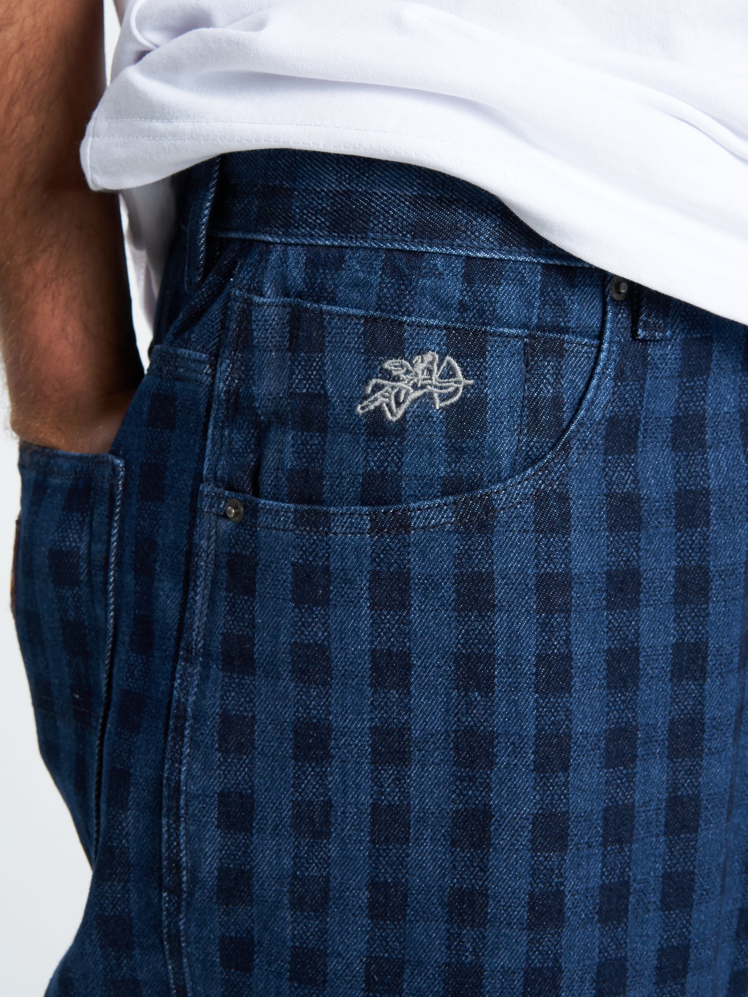 Controlled Burn Big Dawg Jean Short - Dark Indigo Check