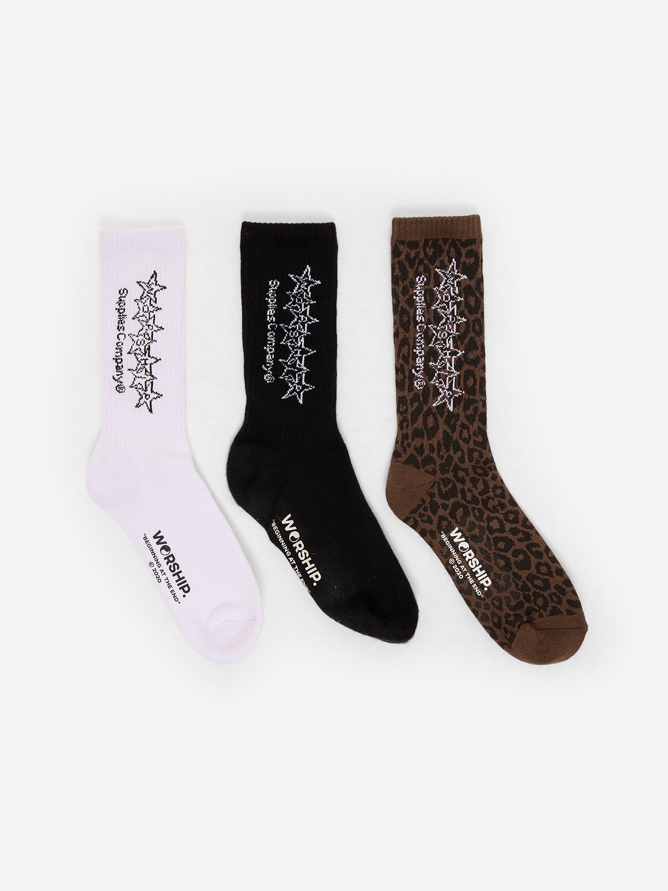 Night Prowler Socks 3 Pack - White - Black - Shroom One Size