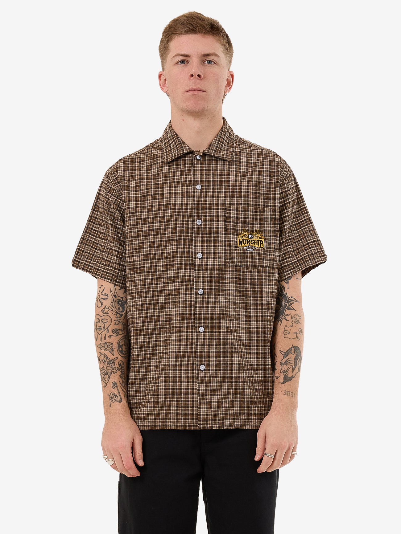 Lavish Short Sleeve Shirt - Brown XS