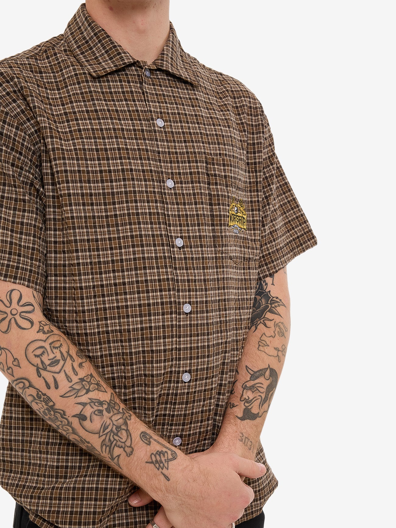 Lavish Short Sleeve Shirt - Brown XS