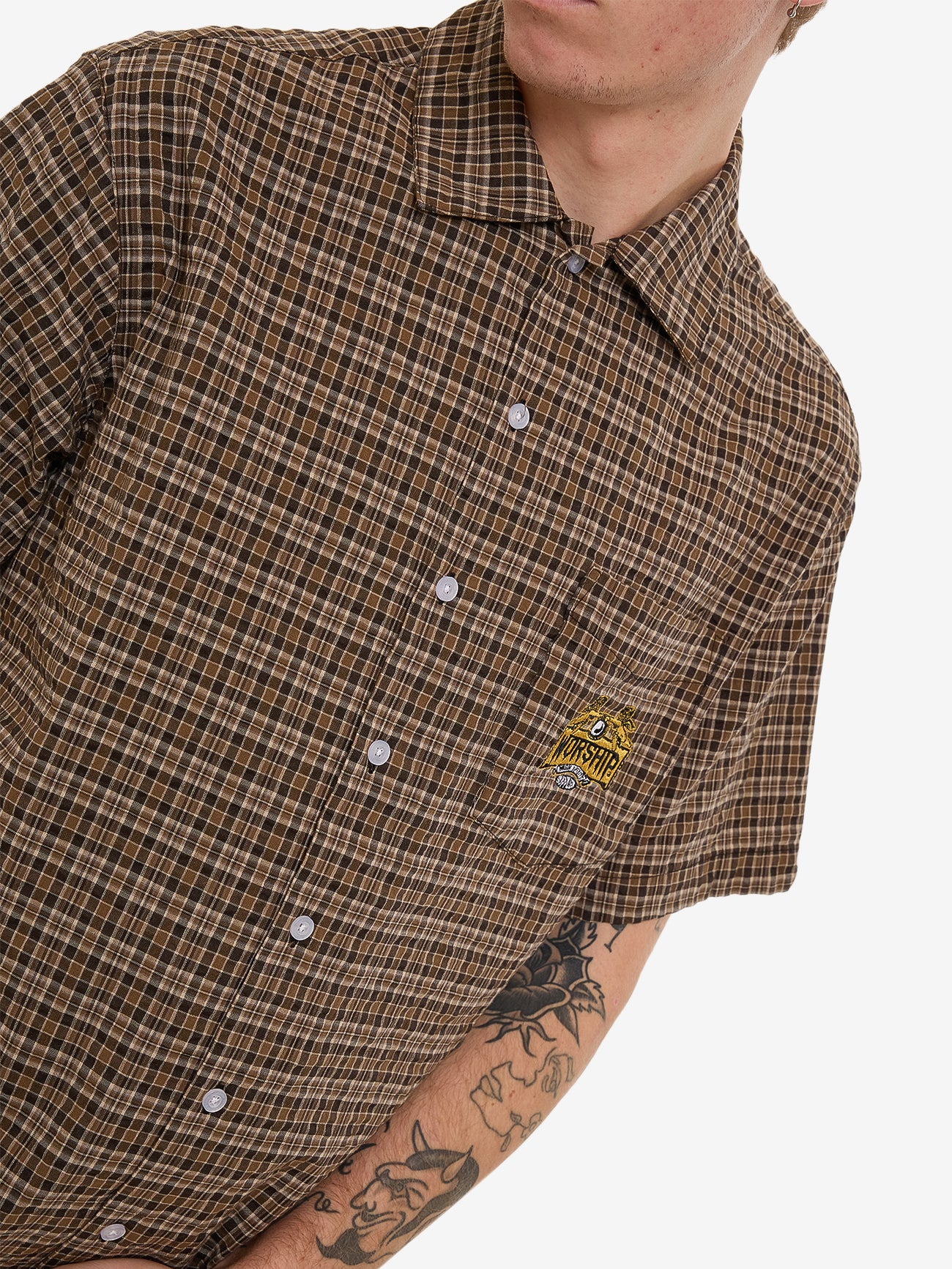 Lavish Short Sleeve Shirt - Brown XS