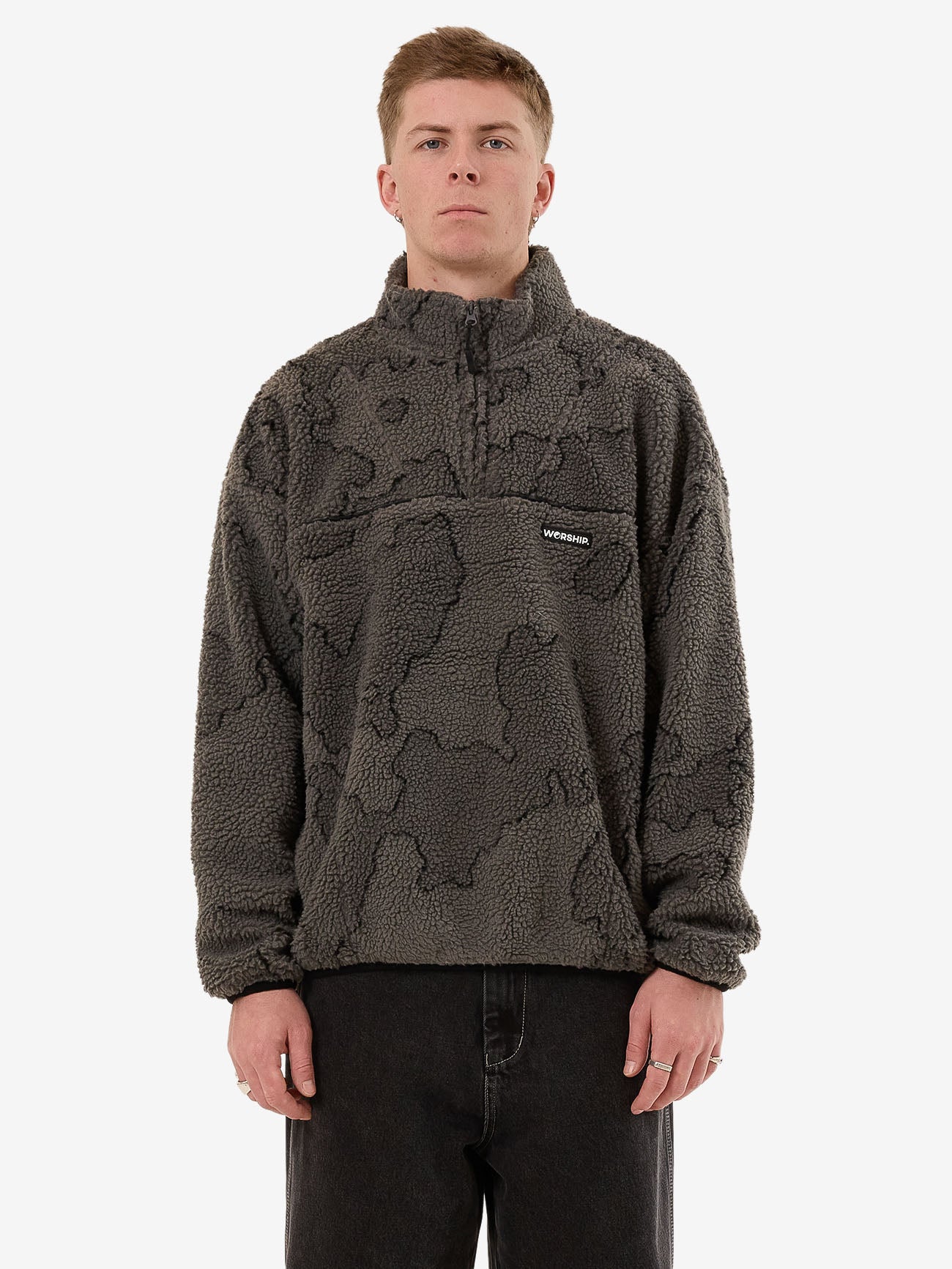 Delirium Quarter Zip Sherpa Fleece - Steel Grey XS