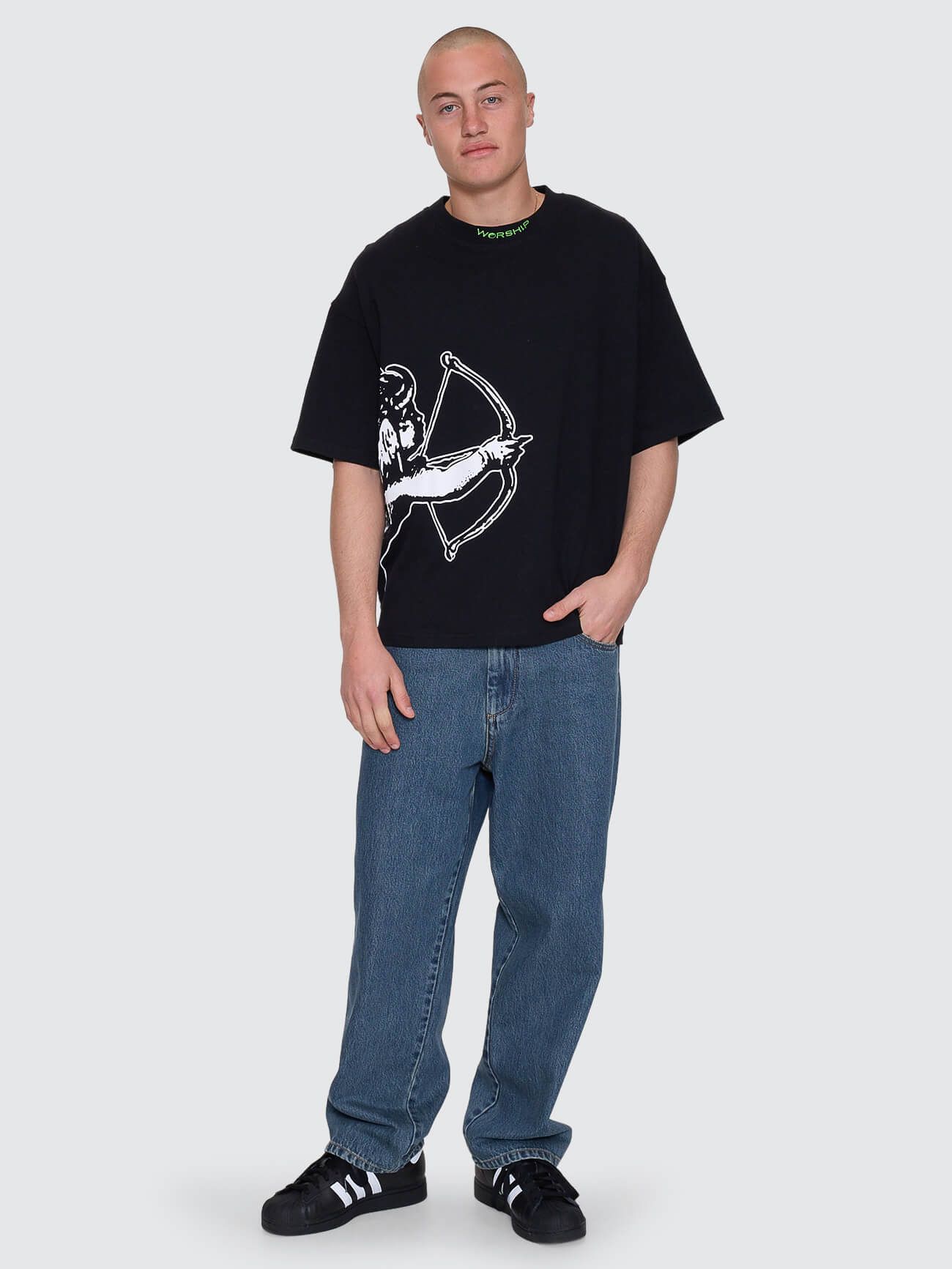 Cherub Box Fit Cropped Tee - Black XS