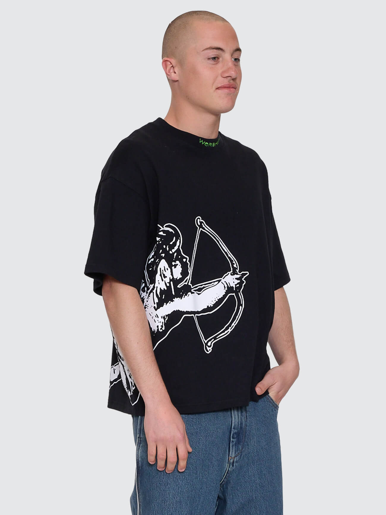 Cherub Box Fit Cropped Tee - Black XS