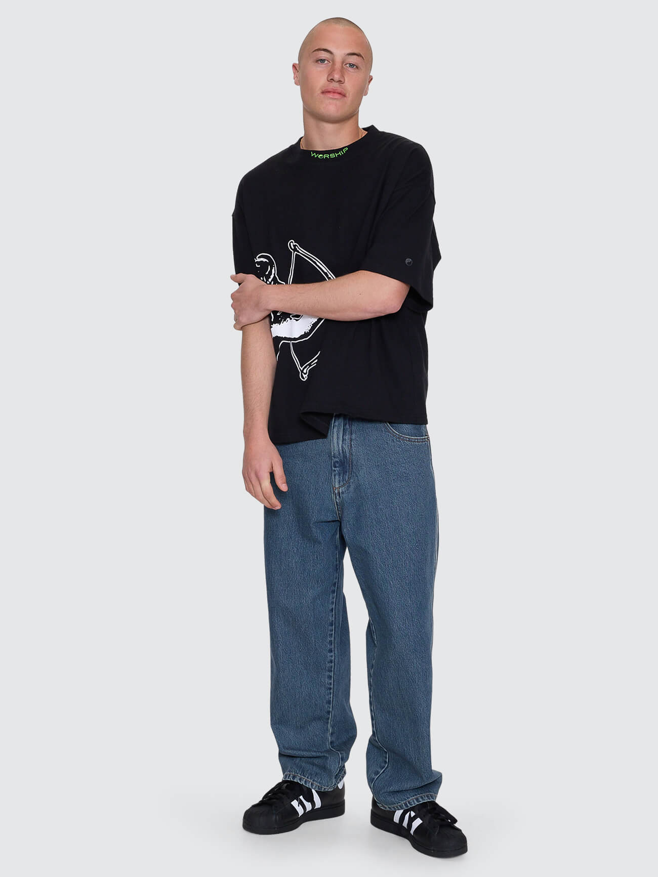 Cherub Box Fit Cropped Tee - Black XS