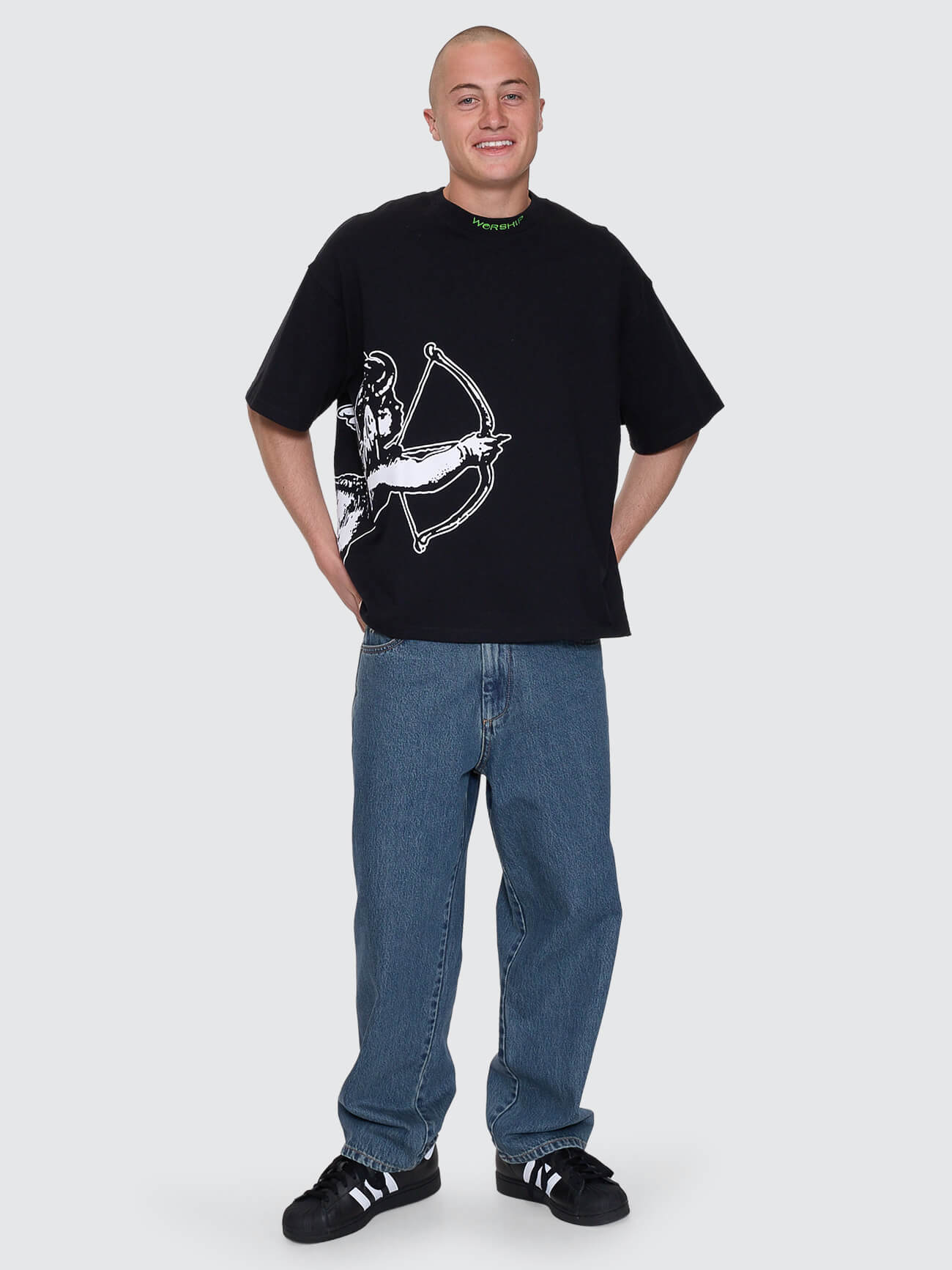 Cherub Box Fit Cropped Tee - Black XS