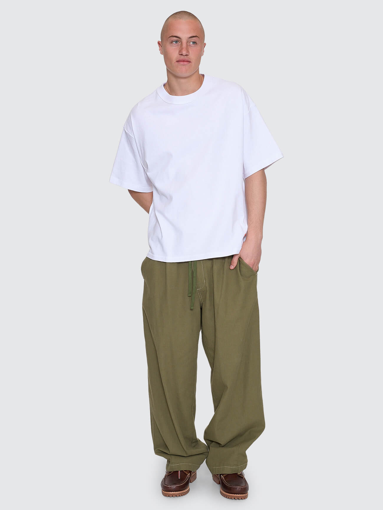 Reverse Box Fit Cropped Overdye Tee - White XS