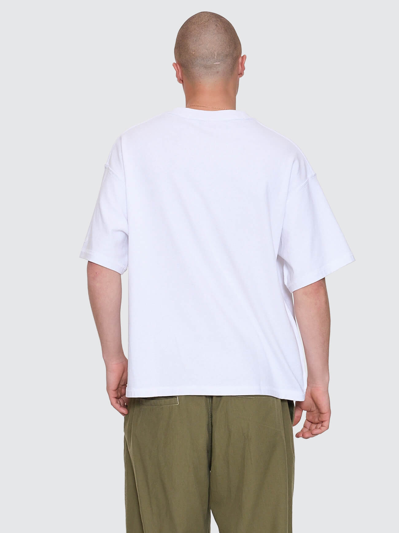 Reverse Box Fit Cropped Overdye Tee - White XS