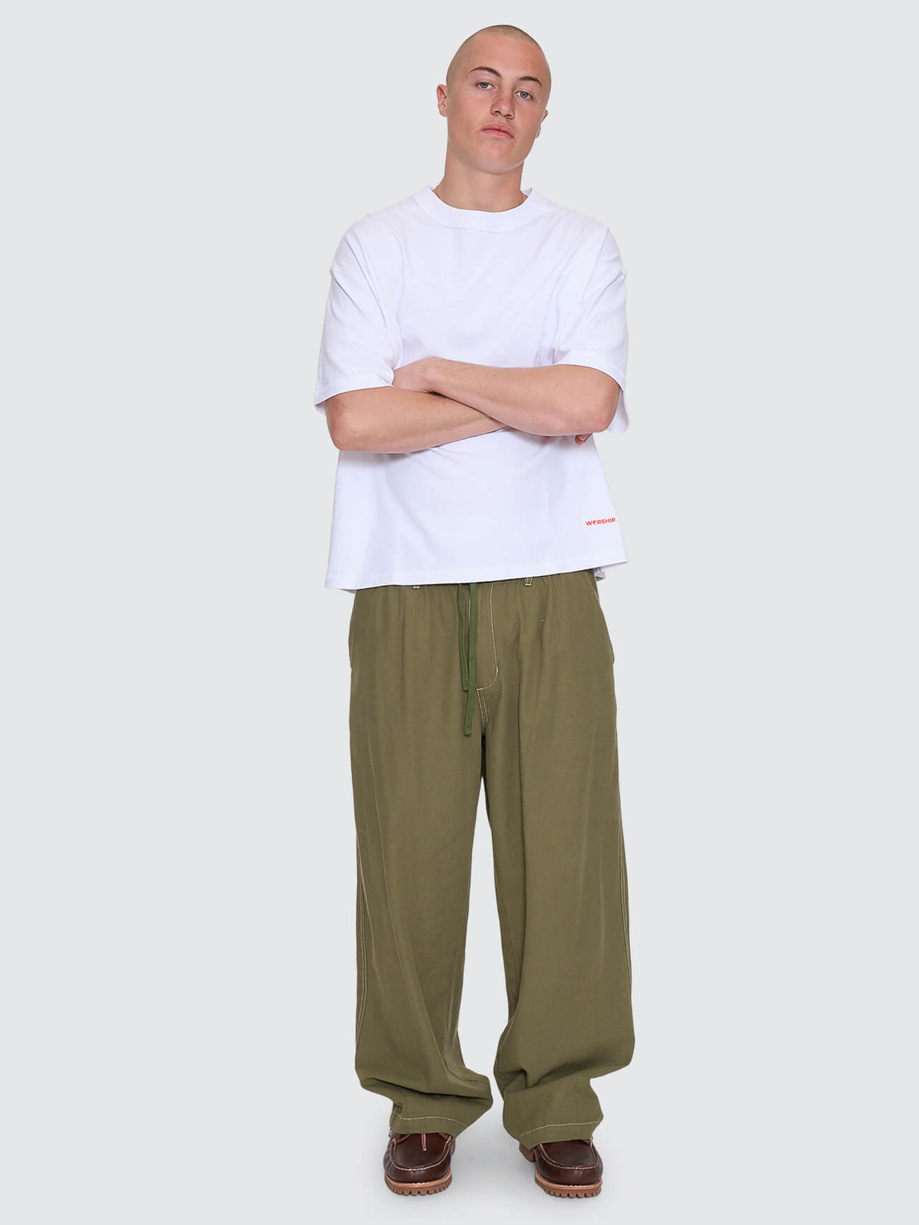 Reverse Box Fit Cropped Overdye Tee - White XS