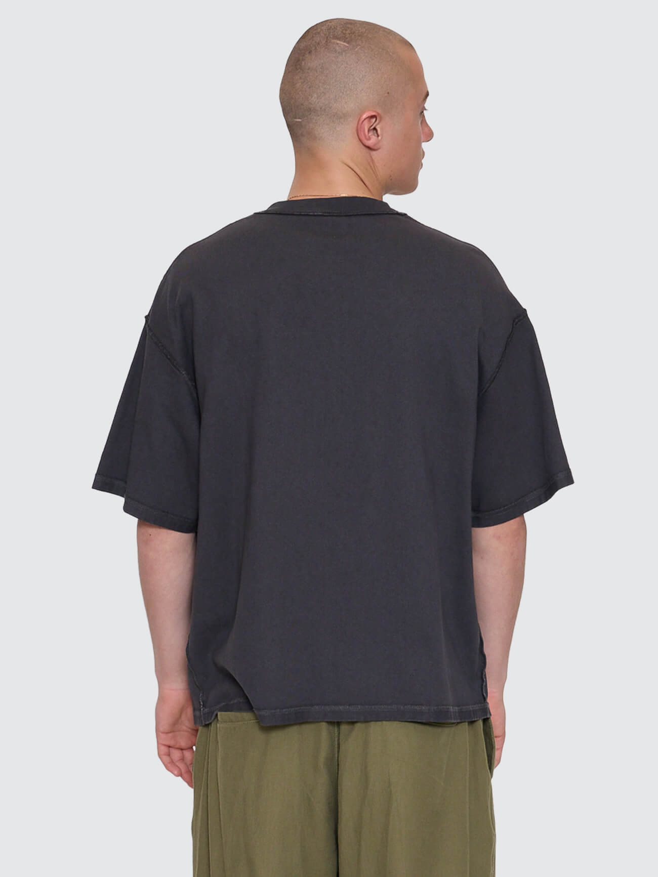 Reverse Box Fit Cropped Overdye Tee - Black Overdye XS