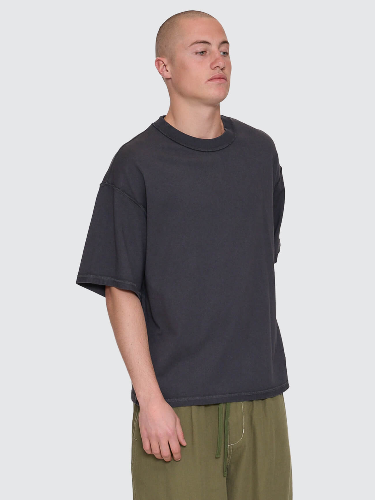 Reverse Box Fit Cropped Overdye Tee - Black Overdye XS