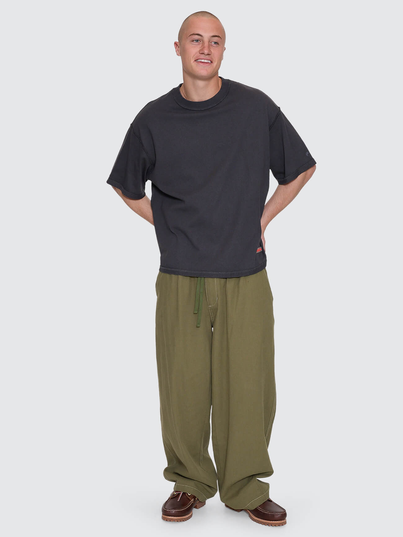 Reverse Box Fit Cropped Overdye Tee - Black Overdye XS