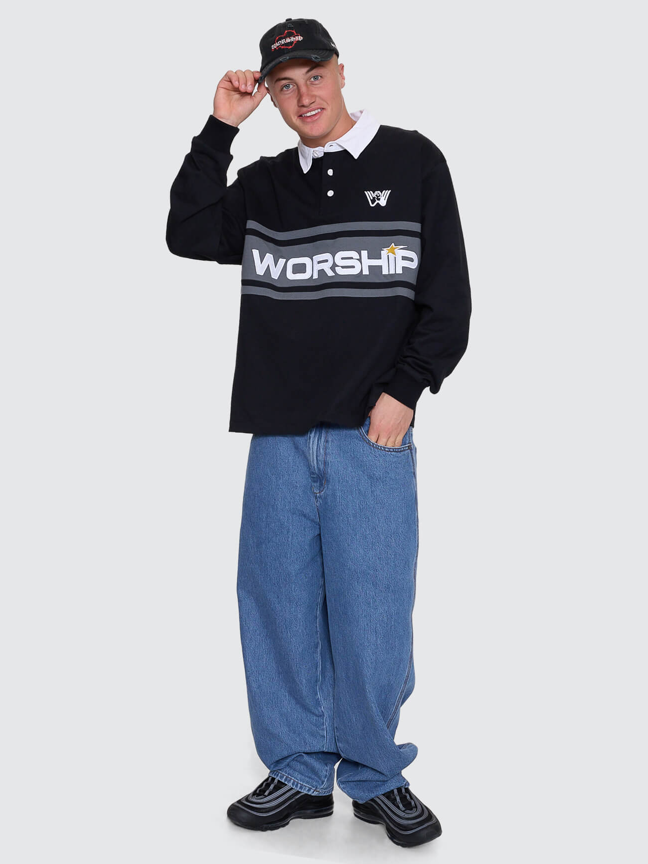 Laser Long Sleeve Rugby Polo - Black XS