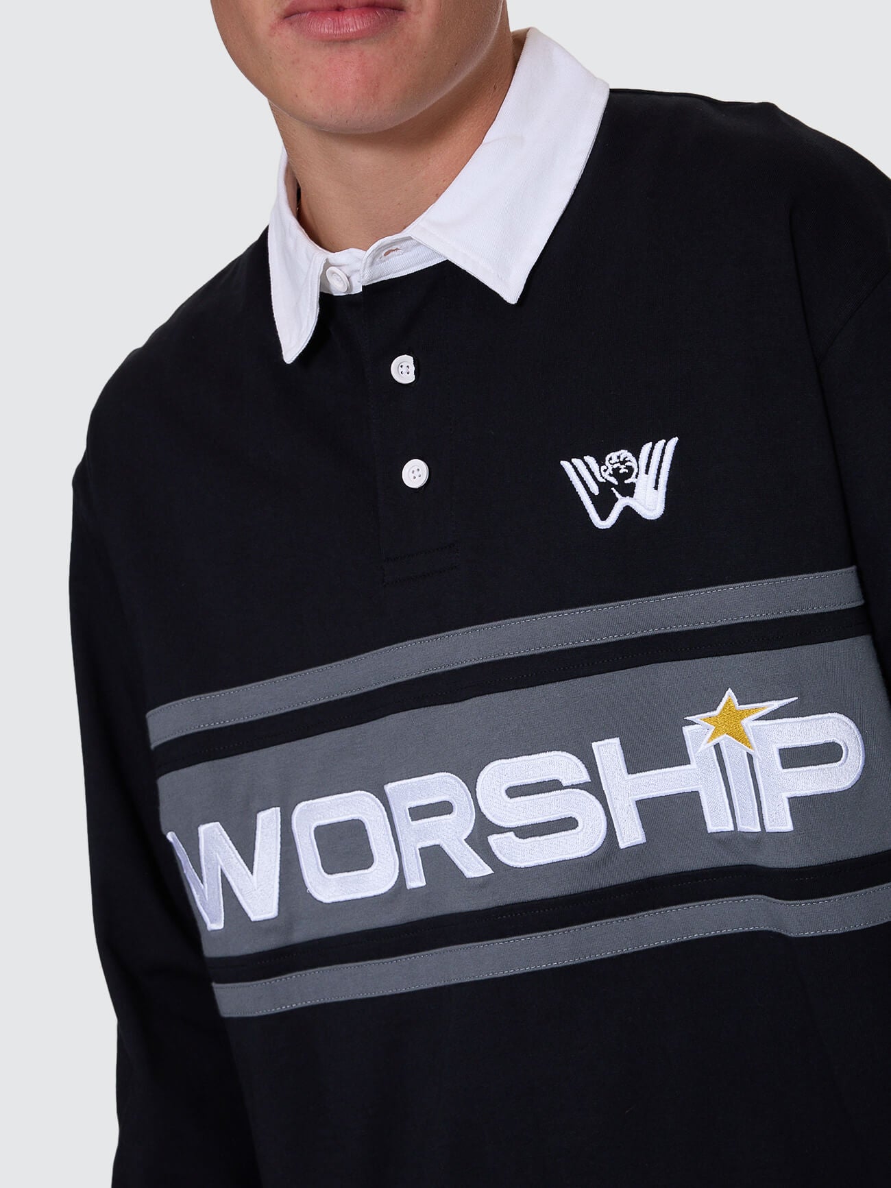 Laser Long Sleeve Rugby Polo - Black XS