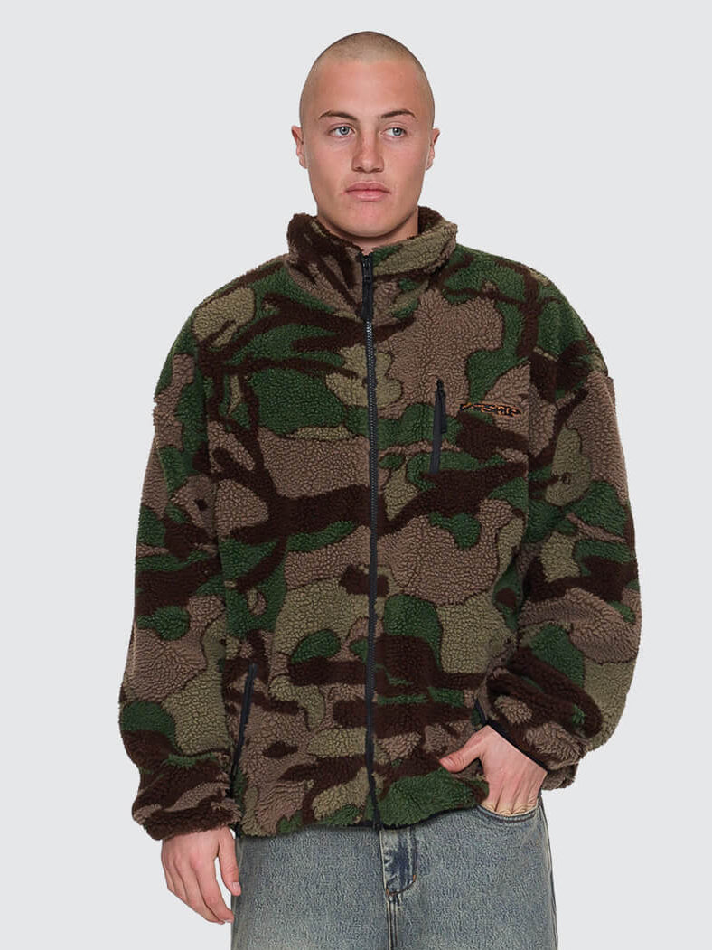 Plain Sight Sherpa Jacket - Camo Green XS