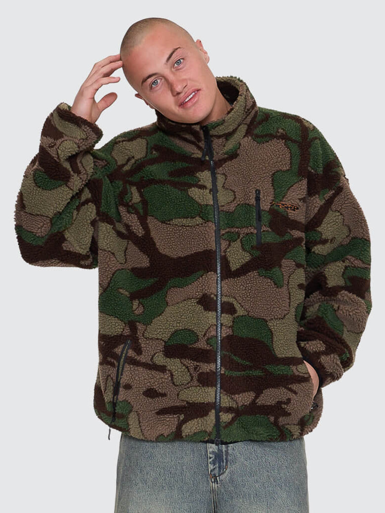 Plain Sight Sherpa Jacket - Camo Green XS