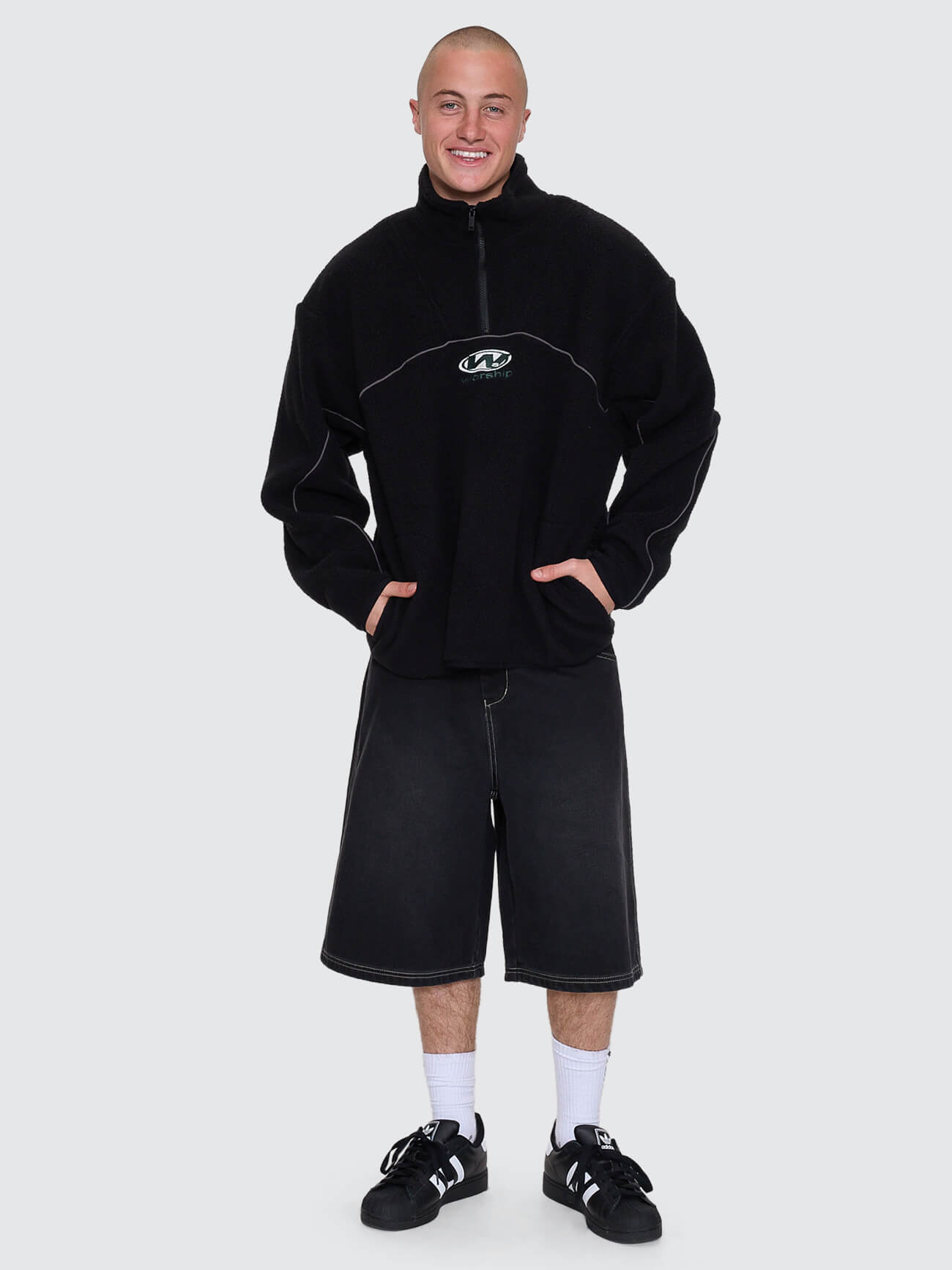 Sonic Quarter Zip Sherpa Fleece - Black XS