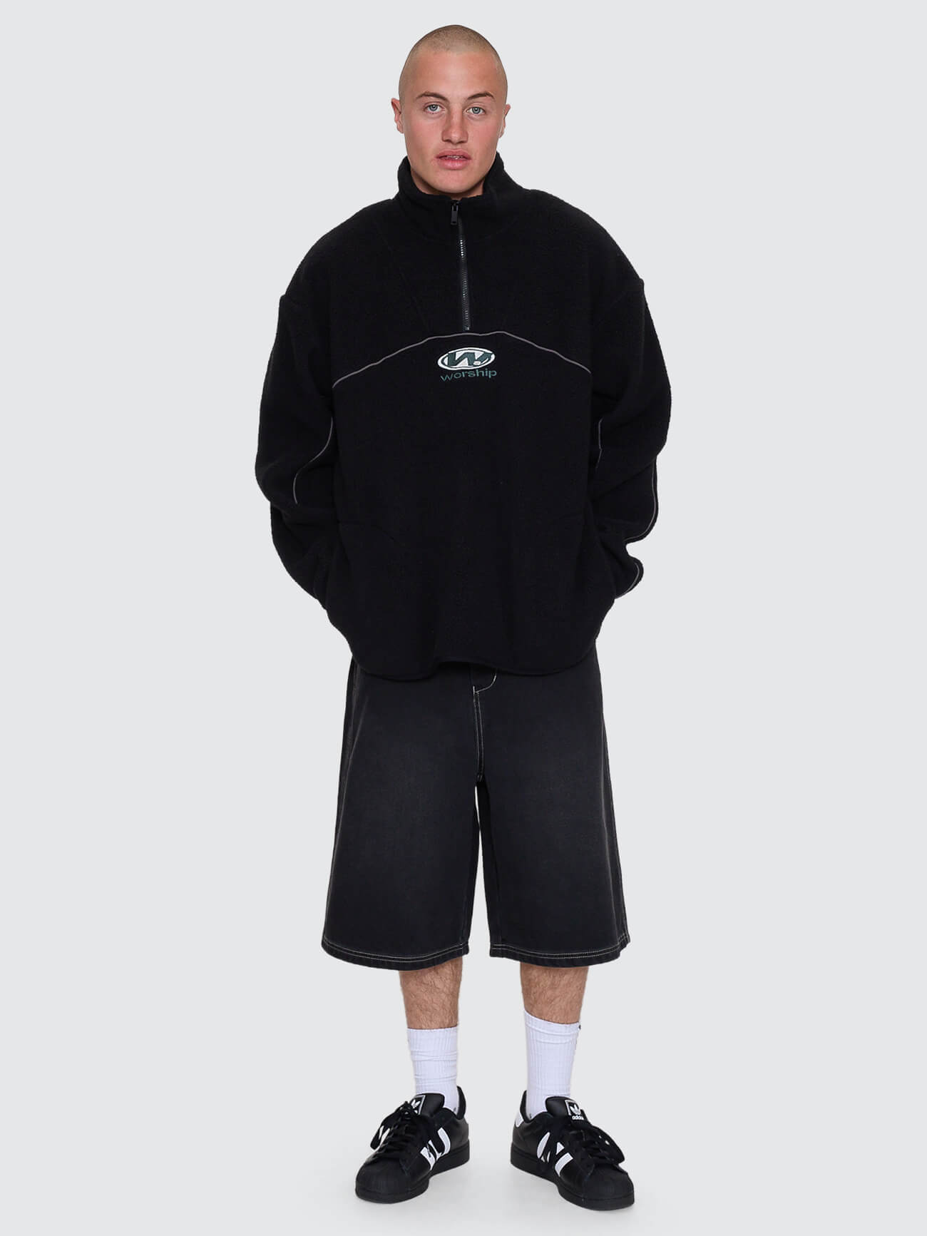 Sonic Quarter Zip Sherpa Fleece - Black XS