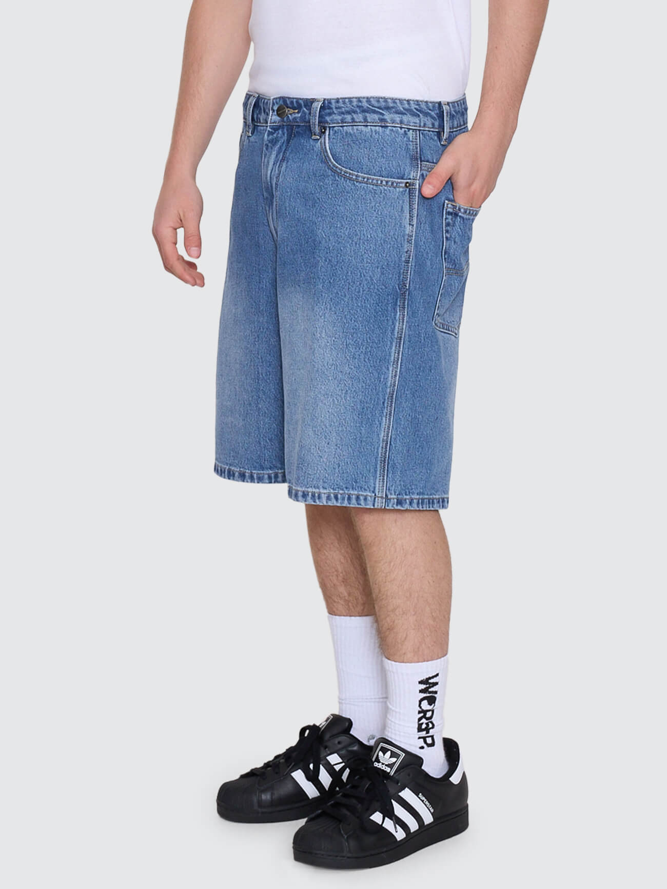 Is This It Carpenter Jean Short - Faded Sky High 26