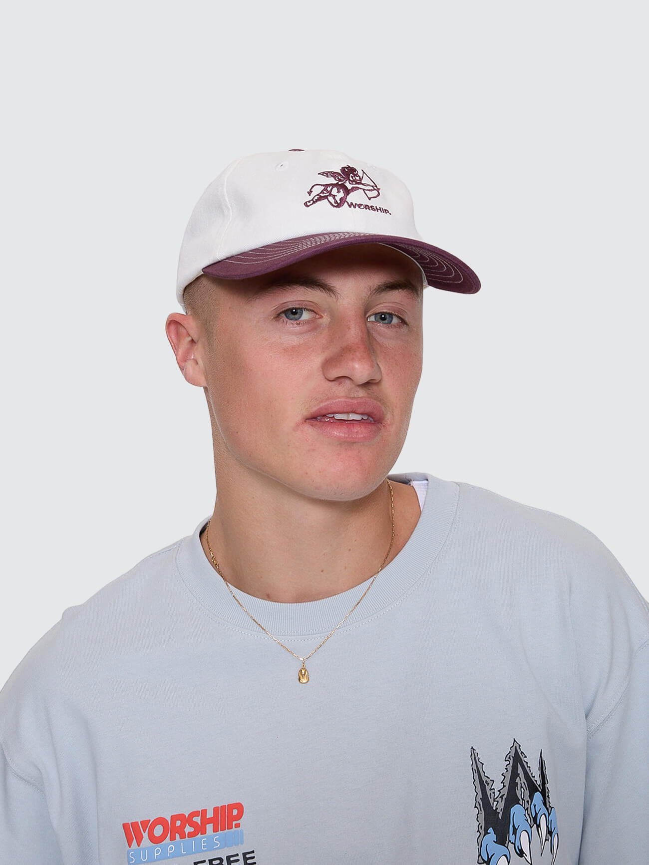 Cherub 6 Panel Hat - Blackberry - Cream One Size