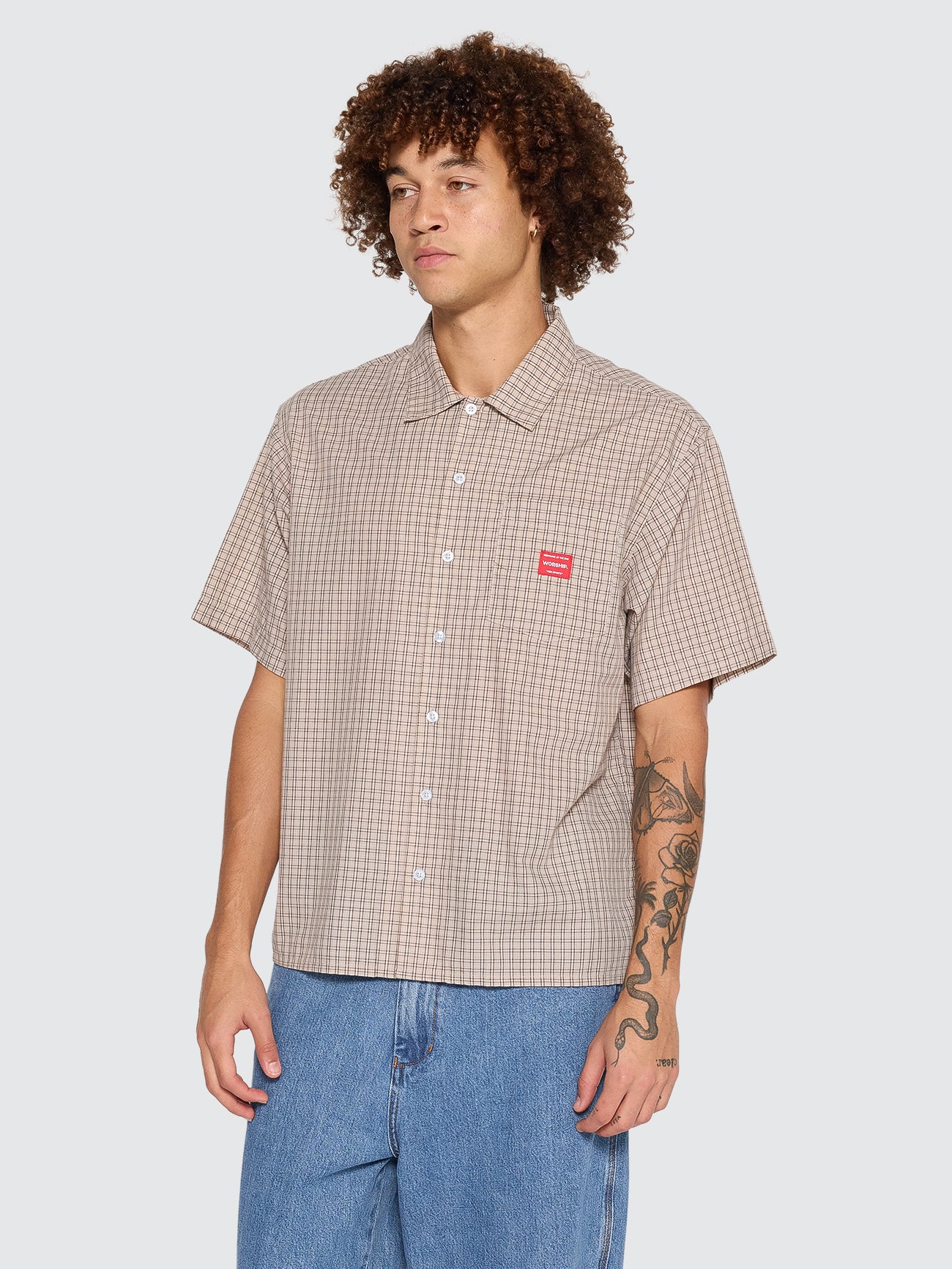 Work Short Sleeve Shirt - Tan XS