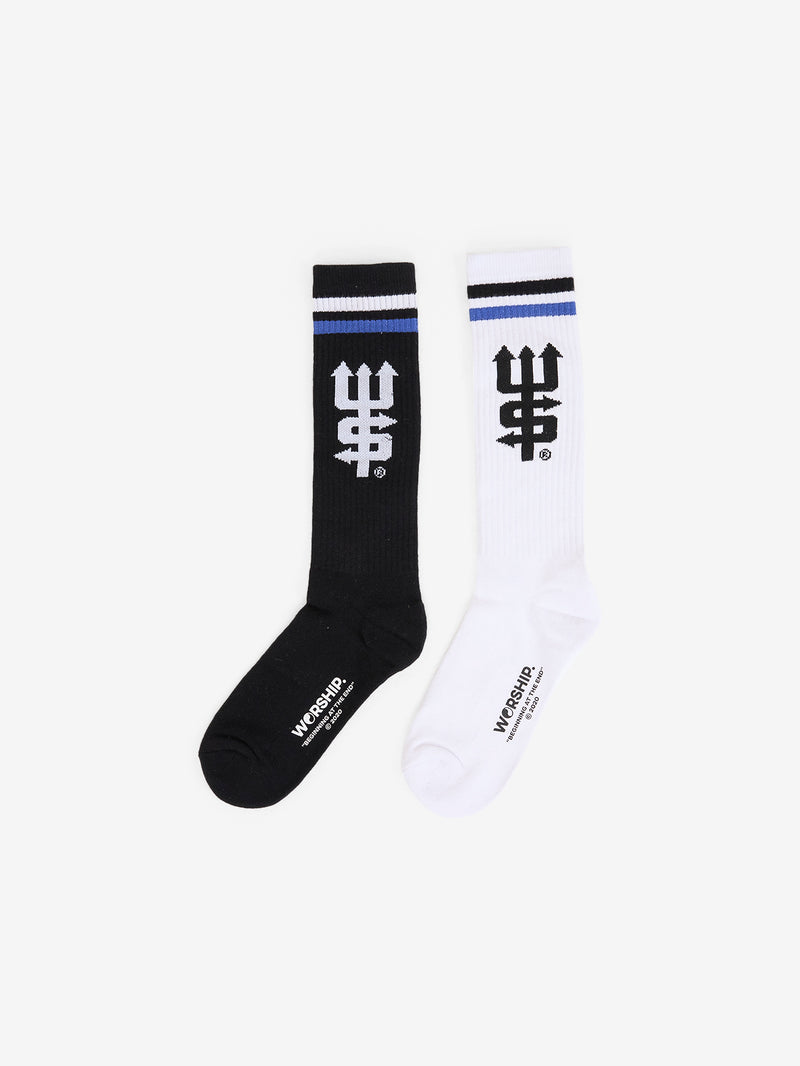 Fever  Long Sock 2 Pack - White - Black One Size