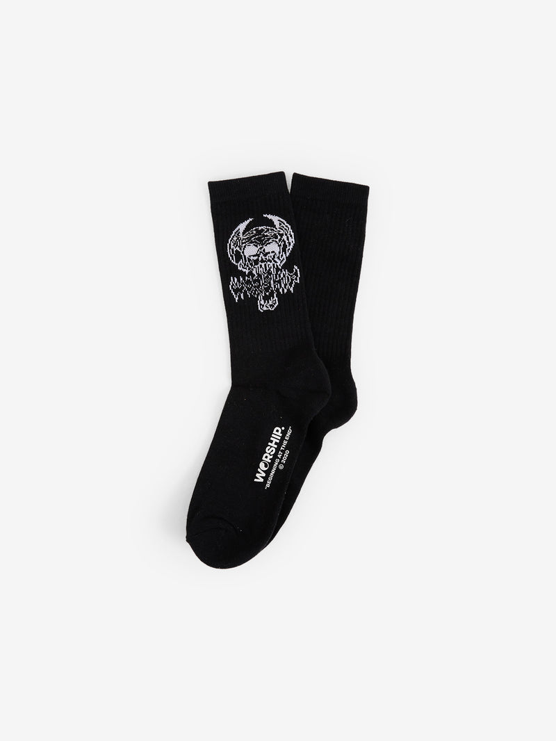 Death Eater Socks  3 Pack - White - Black- Orange One Size