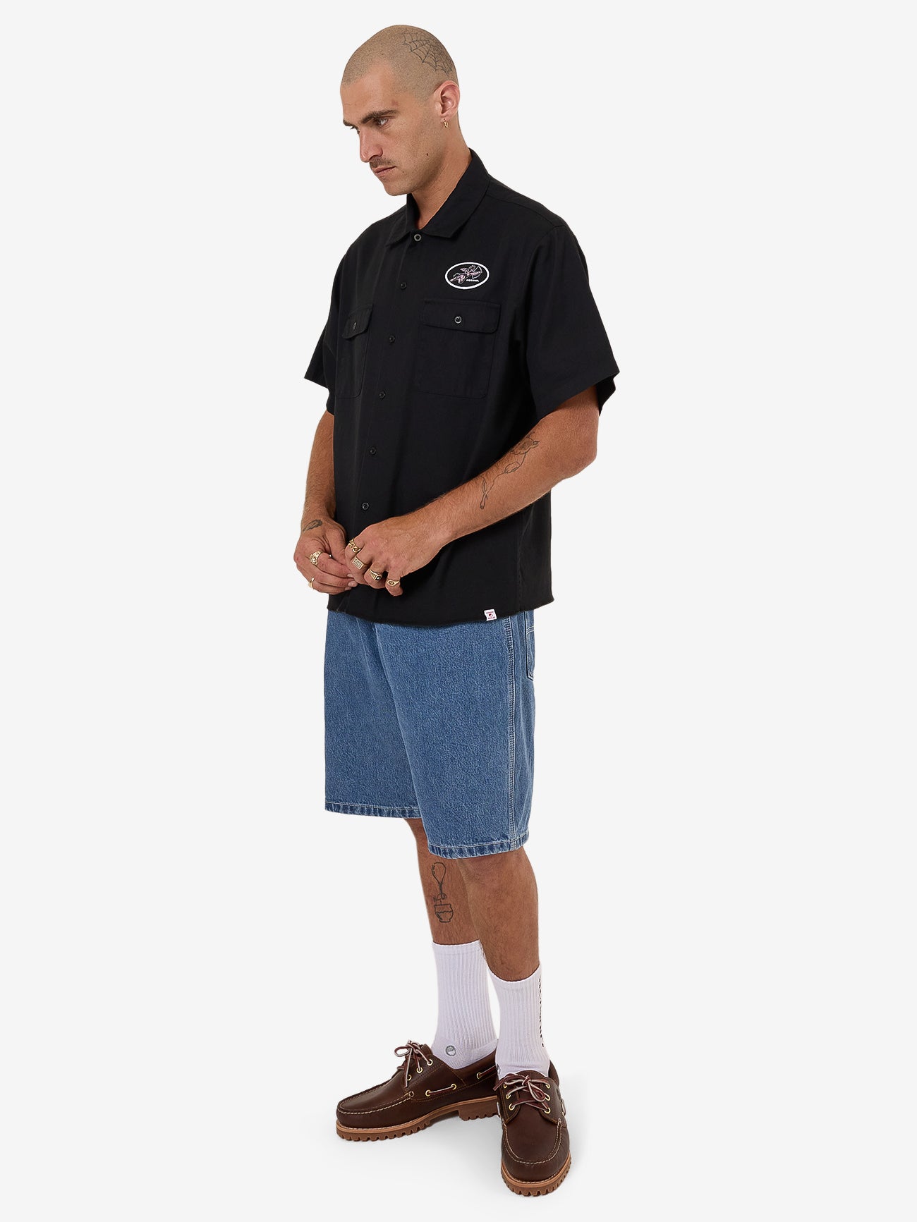 Cherub Short Sleeve Work Shirt - Black