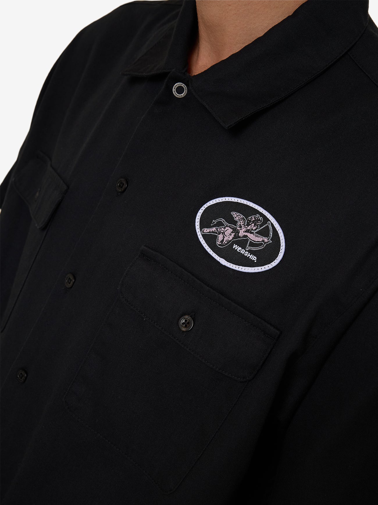 Cherub Short Sleeve Work Shirt - Black