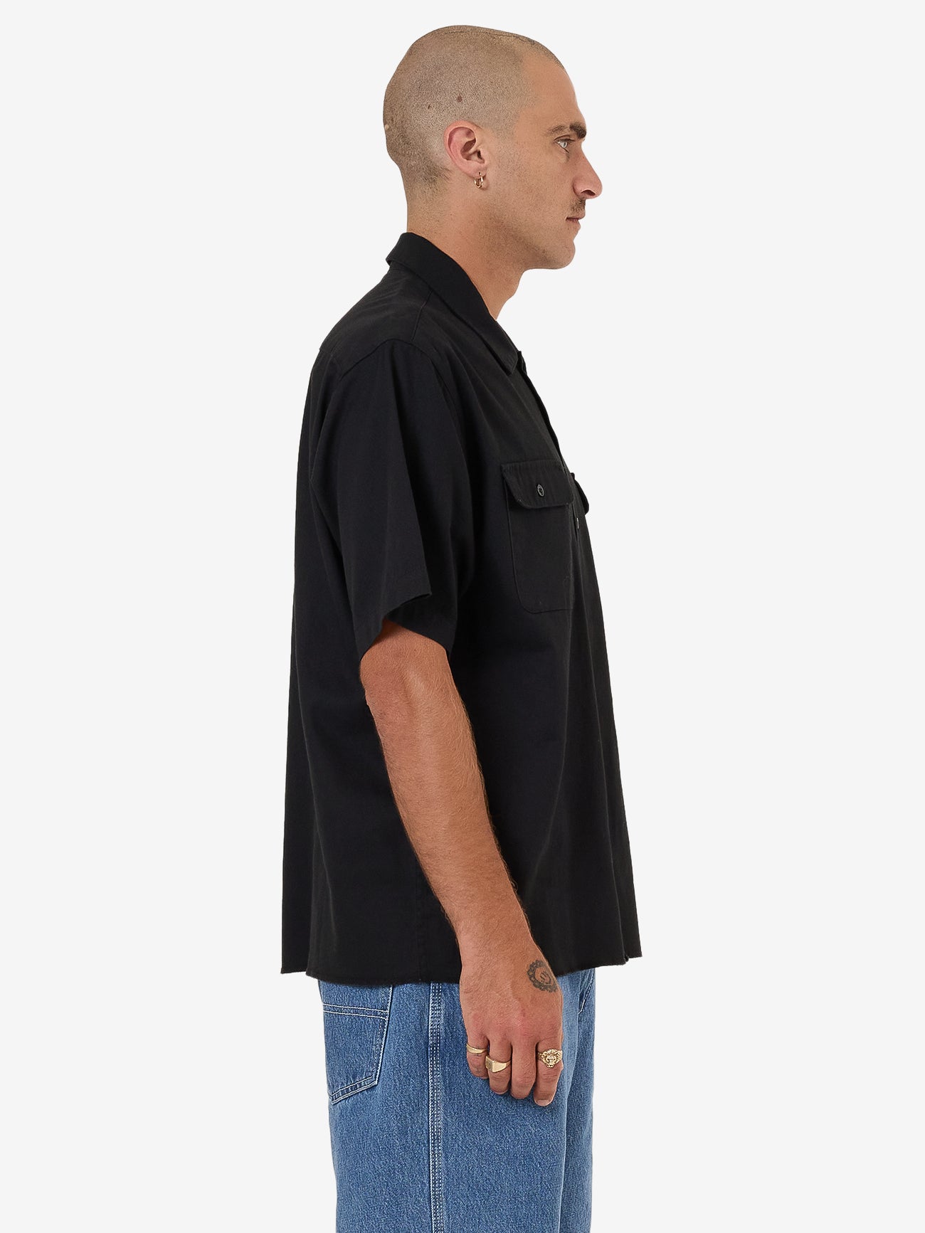 Cherub Short Sleeve Work Shirt - Black