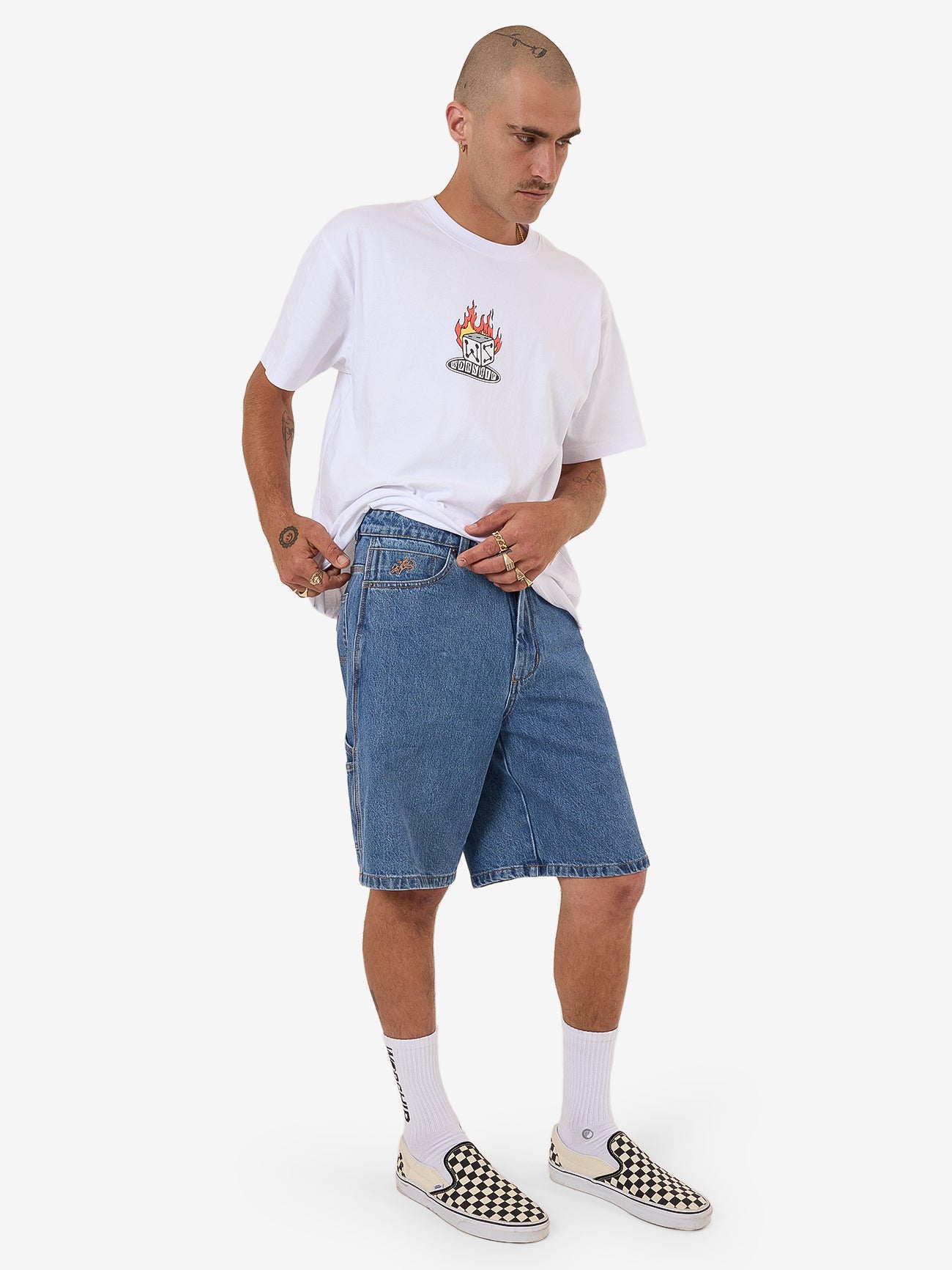 Glazed And Confused Carpenter Jean Short - Sky High Blue