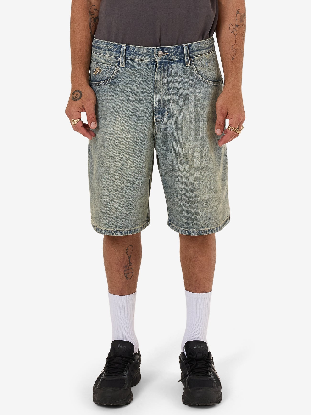 Throws Big Dawg Jean Short - Garage Grime Blue 26