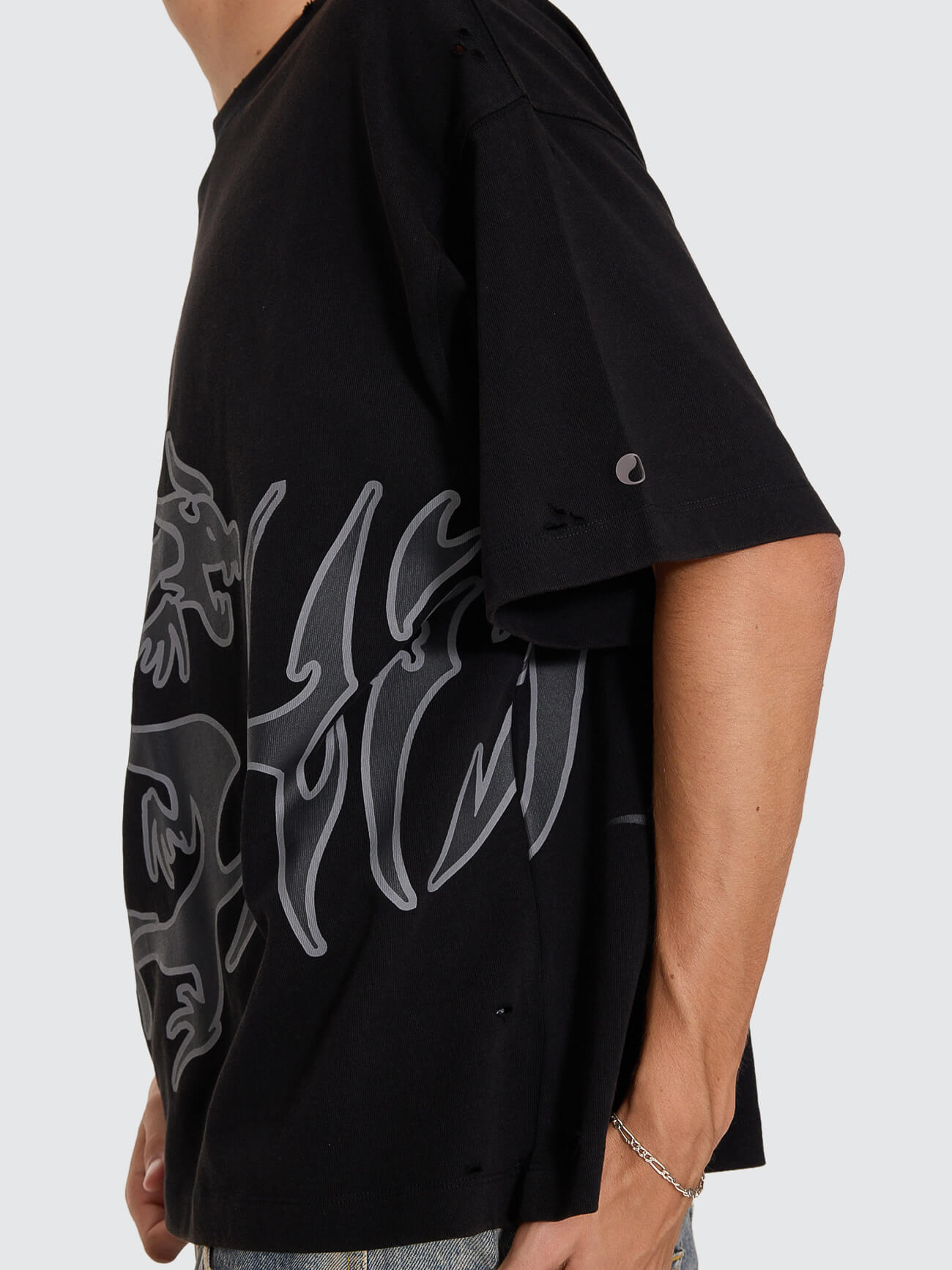 Serpes Distress Oversize Tee - Acid Black XS